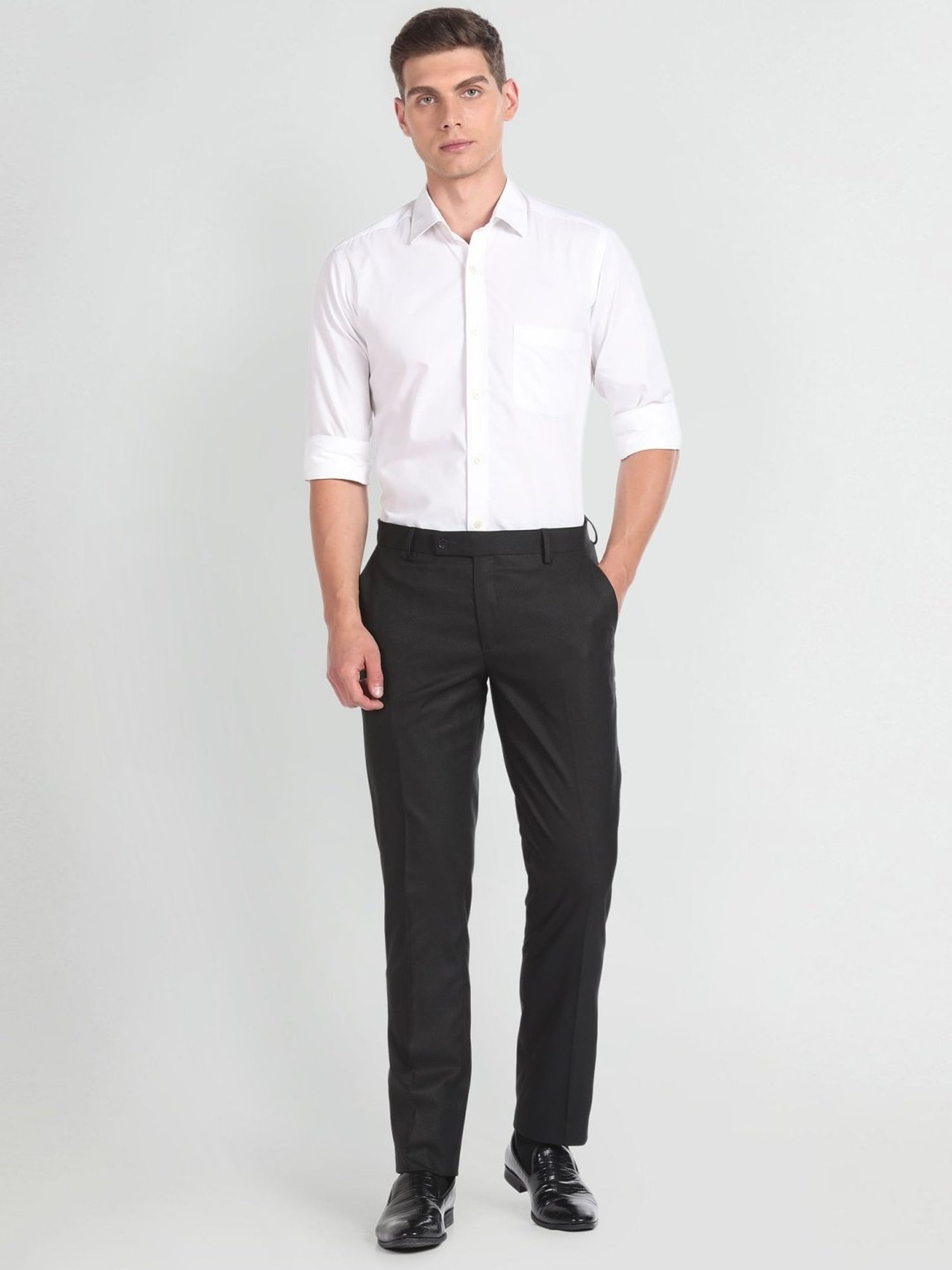 Arrow Newyork Black Regular Fit Trousers