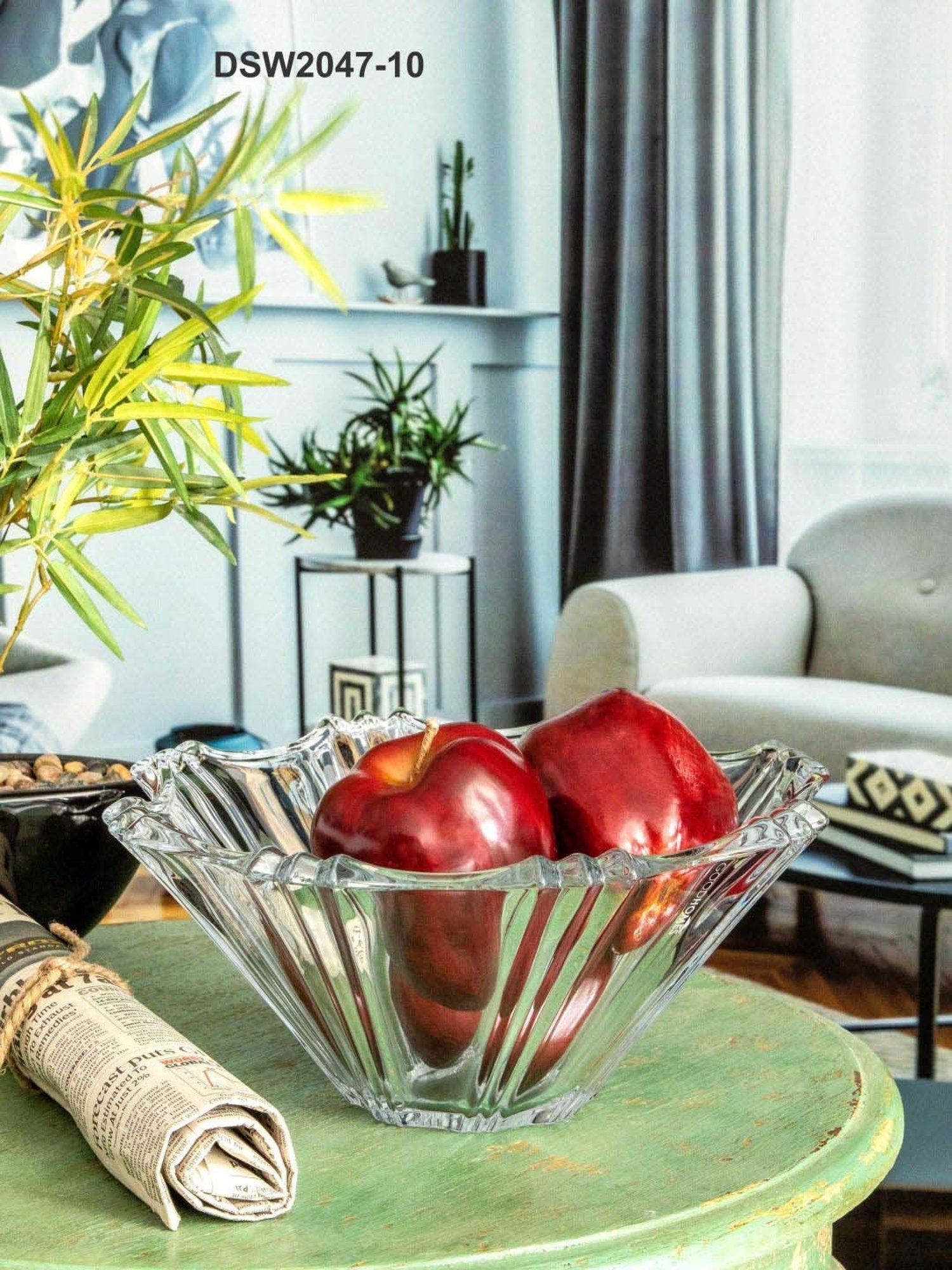 Goodhomes Transparent Glass Large Fruit Bowl (1.5 L)