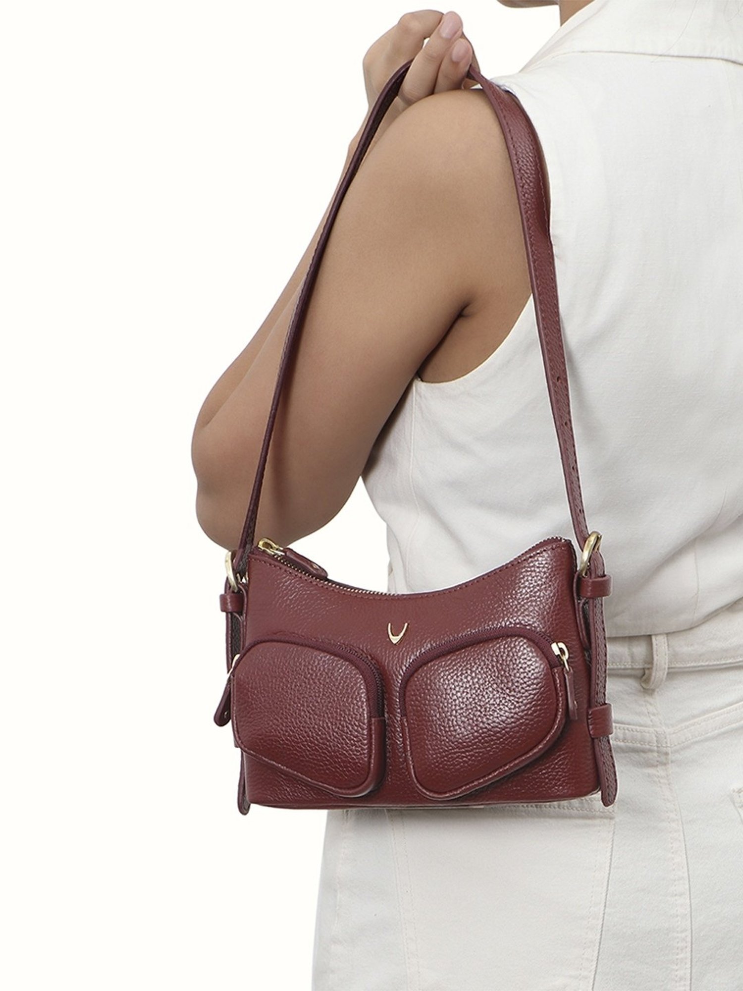 Hidesign Changi 01 Maroon Solid Small Shoulder Handbag