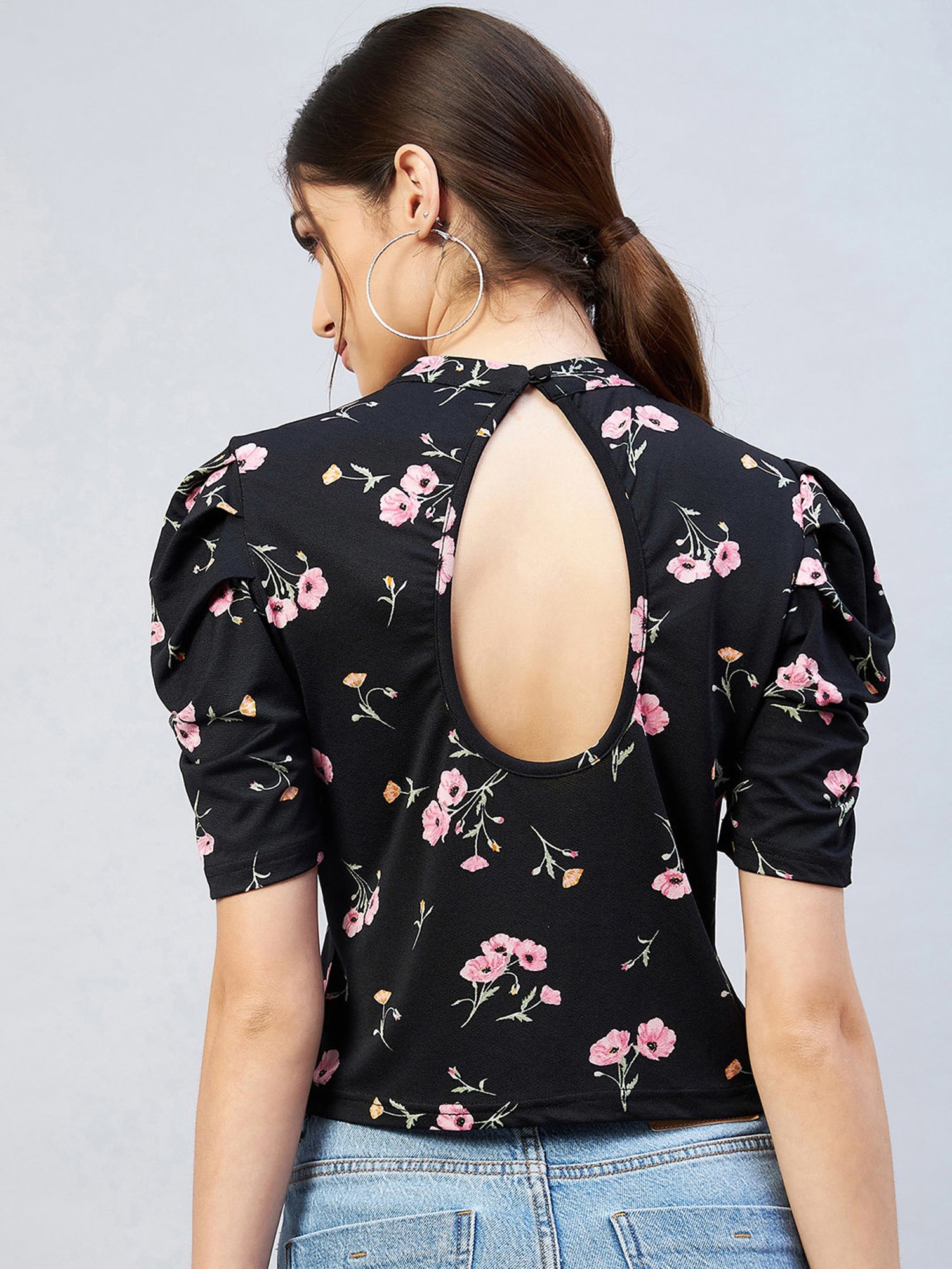 Marie Claire Black Floral Print Box Top