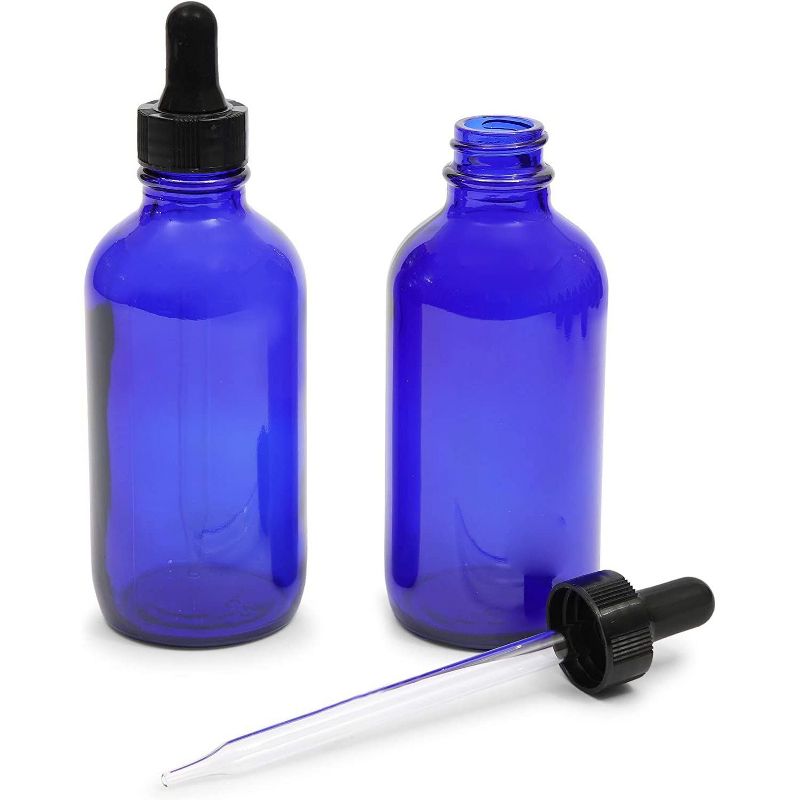 24 Pack 4oz Cobalt Blue Round Glass Bottles with Glass Droppers and 6 Funnels for Essential Oils and Perfumes