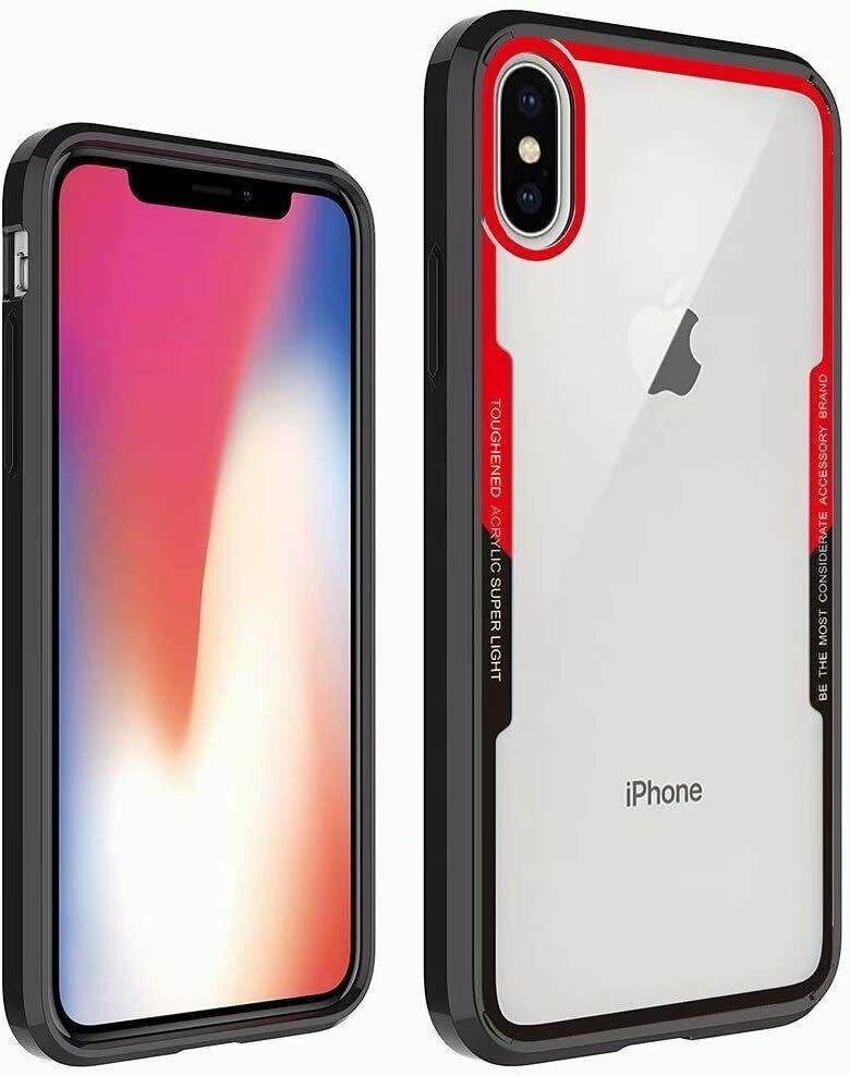 For iPhone X XS Silicone 9H Tempered Glass Hybrid Phone Case Crystal Clear Cover