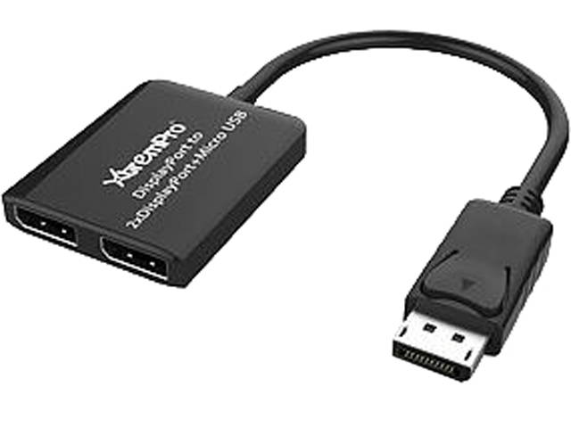 XtremPro 61072 2 Ports DisplayPort MST Hub Splitter Support HDCP, SST, and Extended MST, 3840x2160P@30Hz - Black