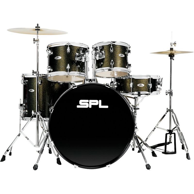 Sound Percussion Labs UNITY II 5-Piece Complete Drum Set With Hardware, Cymbals and Throne Black Onyx Glitter