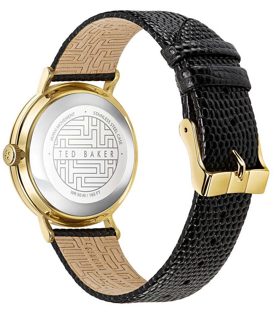 Ted Baker London Phylipa Peonia Black Leather Strap Watch