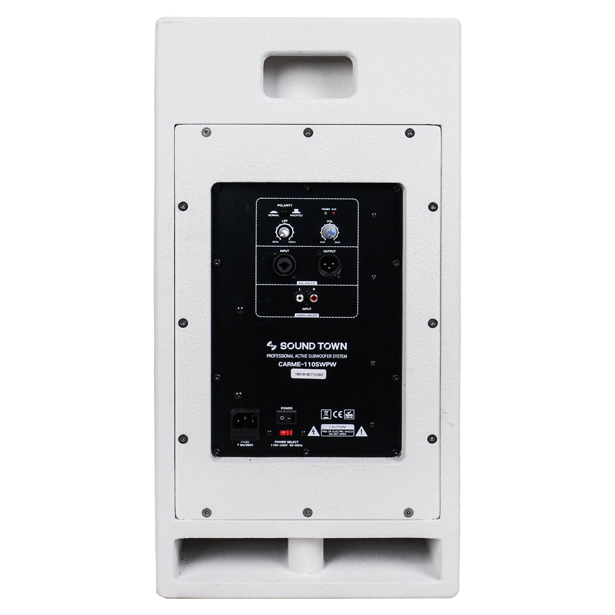 Sound Town 2-Pack 10" 1400 Watts Powered PA DJ Subwoofers with Folded Horn Design, White (CARME-110SWPW-PAIR)