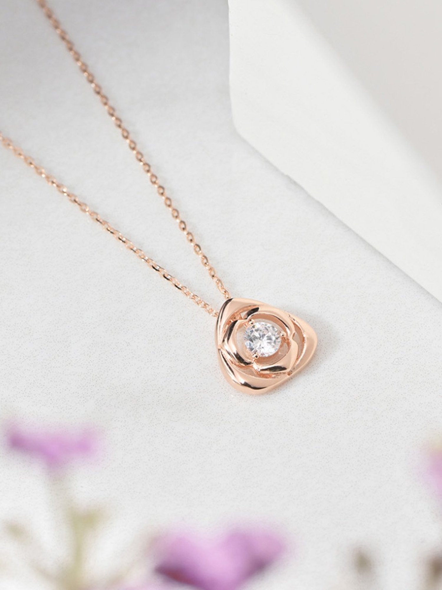 Zavya 92.5 Sterling Silver Necklace in Rose Gold-Plating