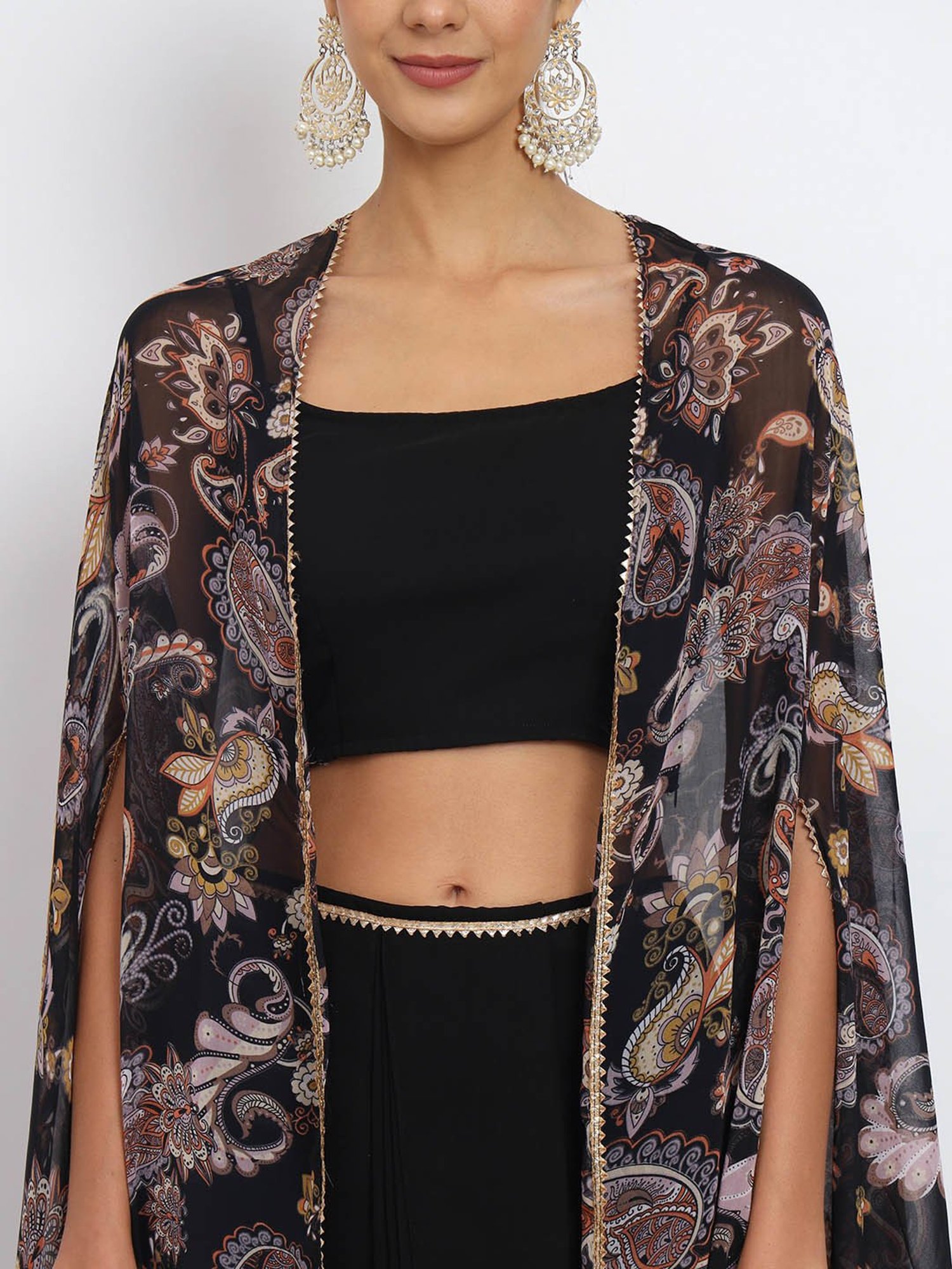 studiorasa Black Georgette Lehenga Set With Shrug