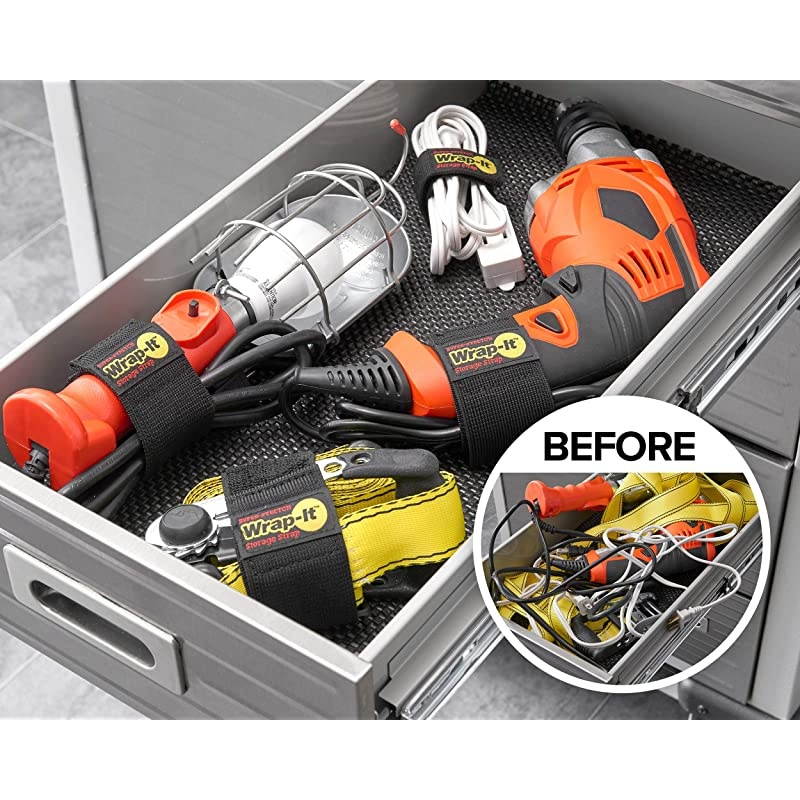 SuperStretch Straps Assorted 8 Pack Elastic Hook and Loop Cinch Straps Extension Cord Organizer Hose Rope and Cables Straps Cord Wrap Cord Keeper Garage and RV Organization