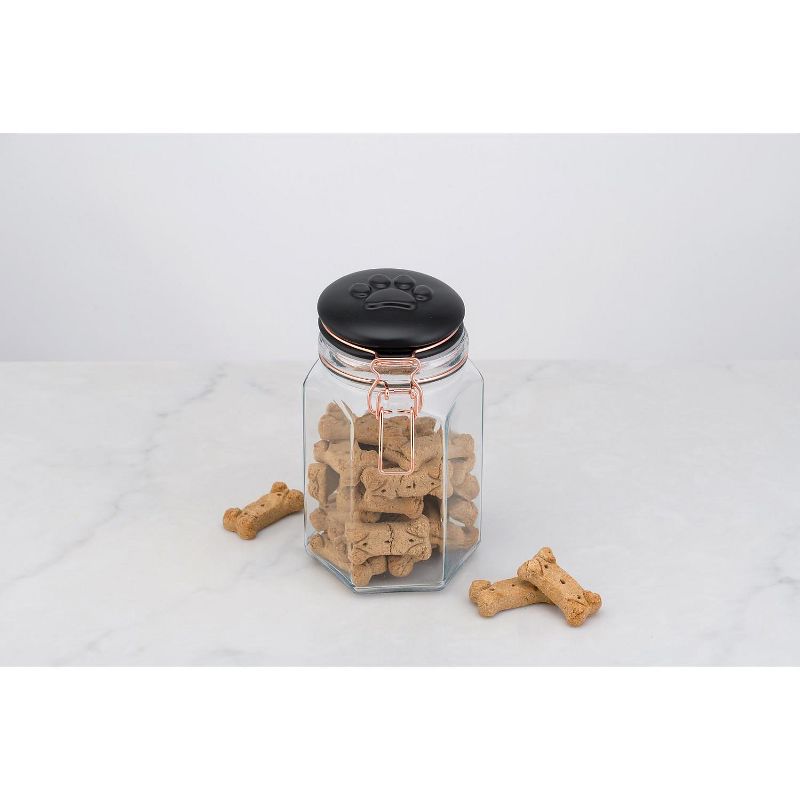 Amici Pet Bernese Paw Metal Food Canister, Matte Black, 42oz