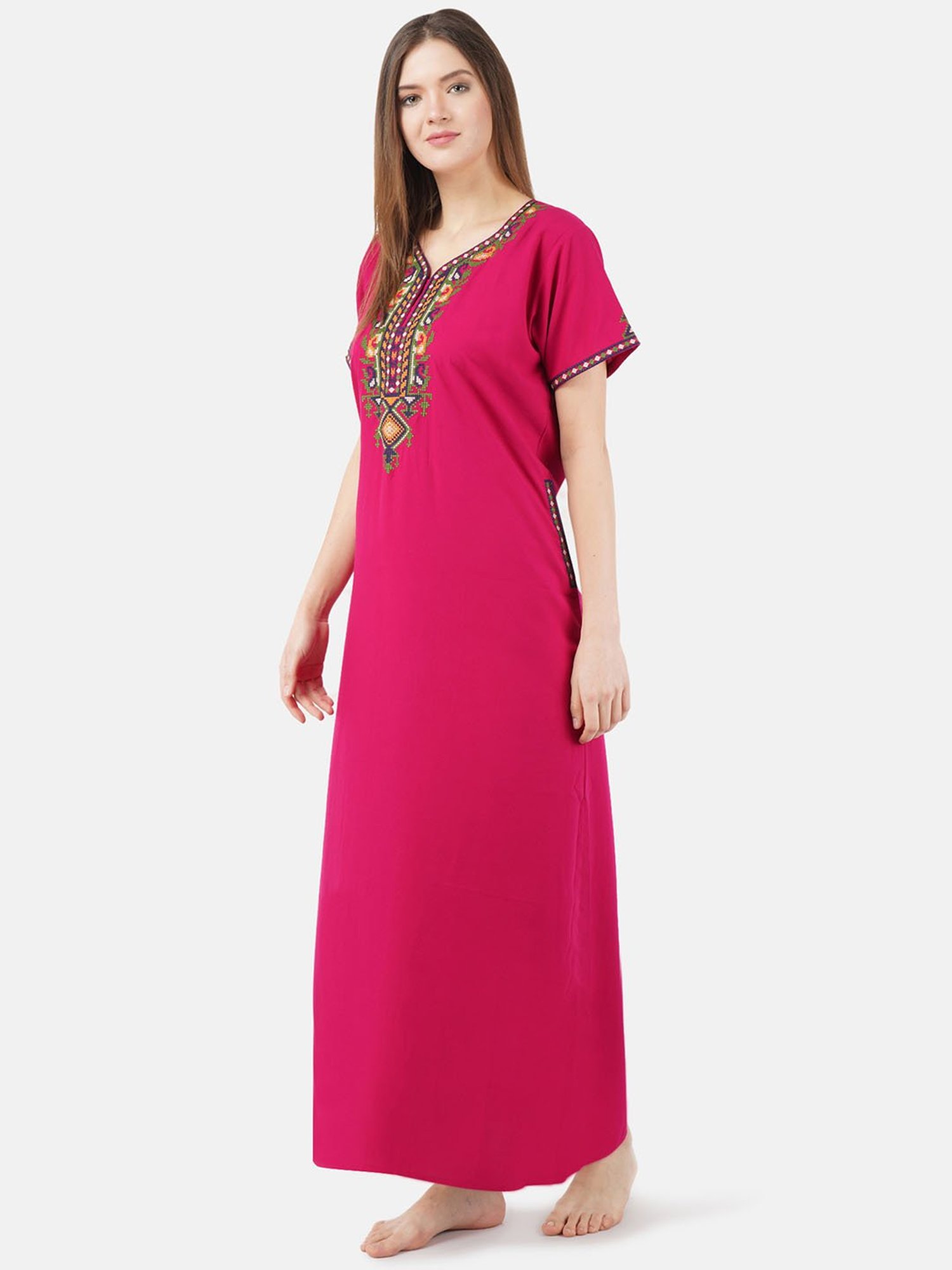 KOI SLEEPWEAR Dark Pink Embroidered Nighty