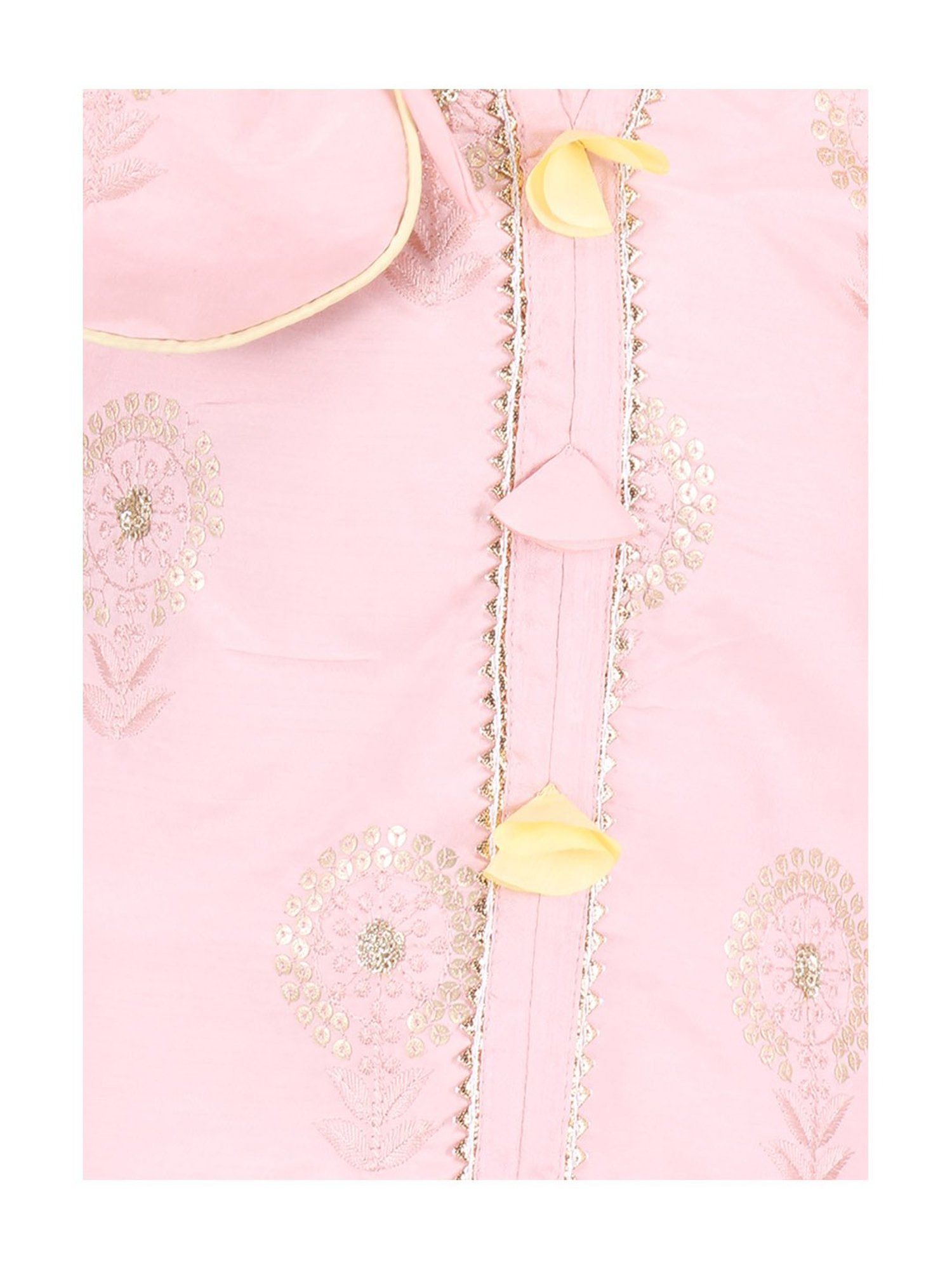 Cutecumber Kids Pink Embellished  Kurta, Palazzos with Bag