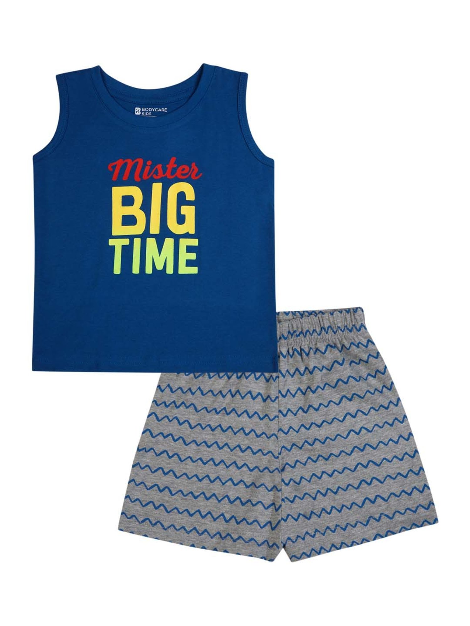 Bodycare Kids True Navy & Grey Cotton Printed T-Shirt Set