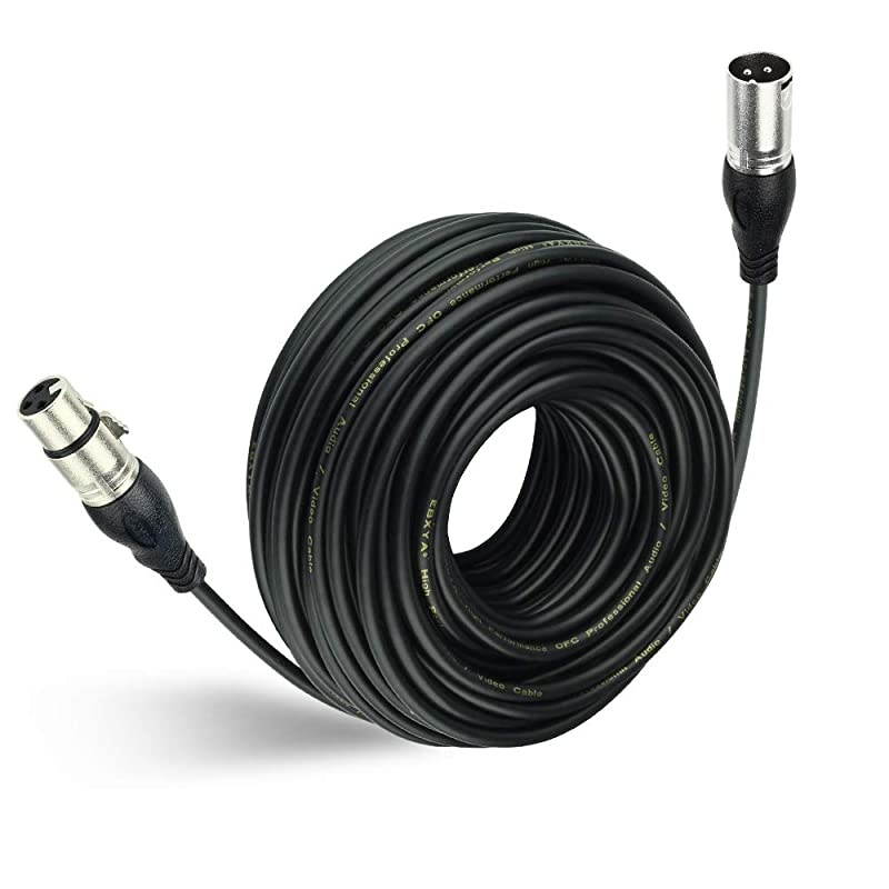 100Ft XLR Microphone Cables - Premium Balanced Mic Speaker Cable with 3 Pins XLR Male to Female 100 Feet,Black