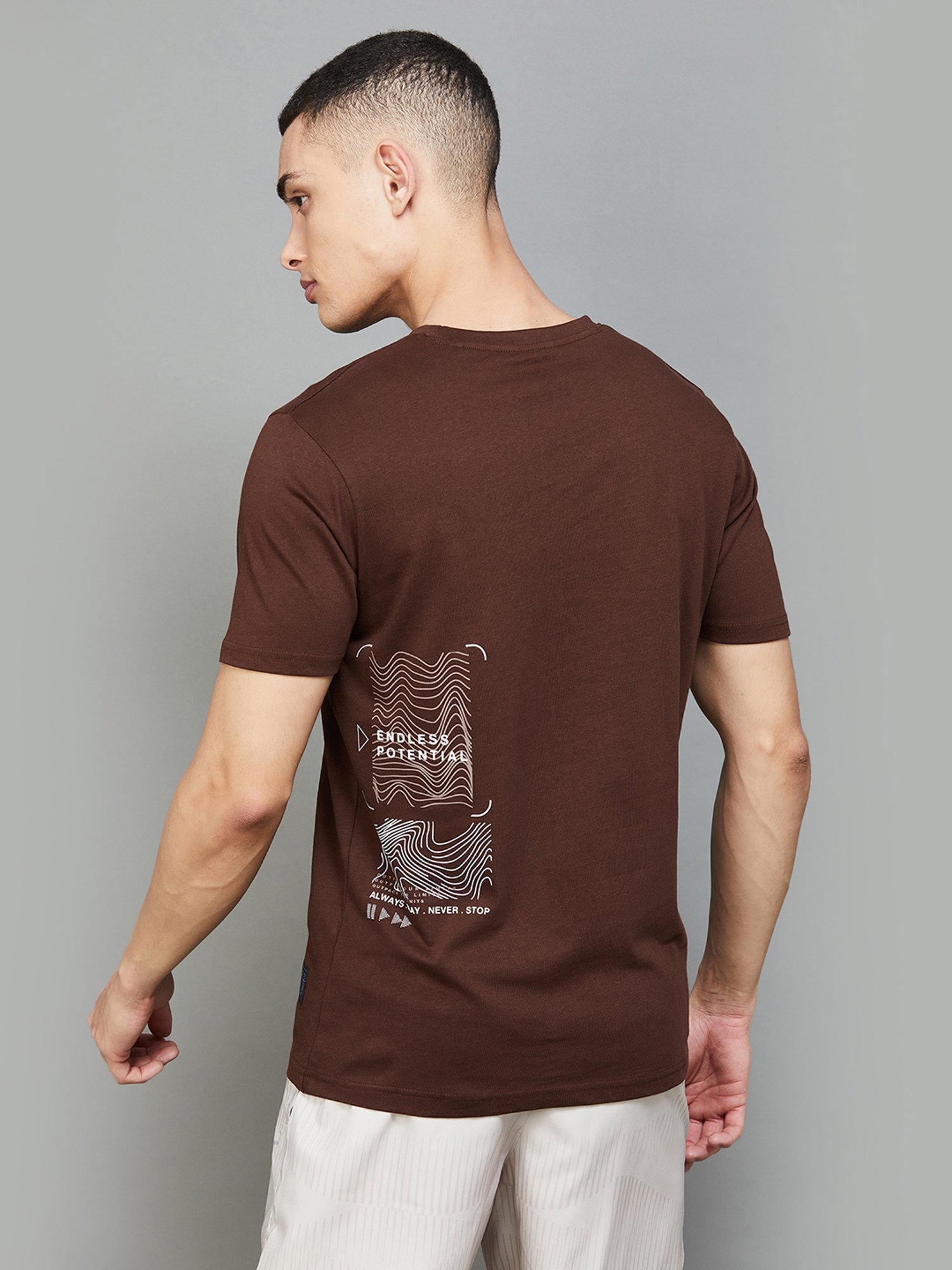 Fame Forever by Lifestyle Coffee Brown Regular Fit Sports T-Shirt