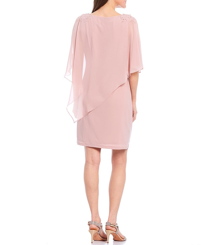 Marina Sequin Lace Round Neck 3/4 Sleeve Sheath Dress