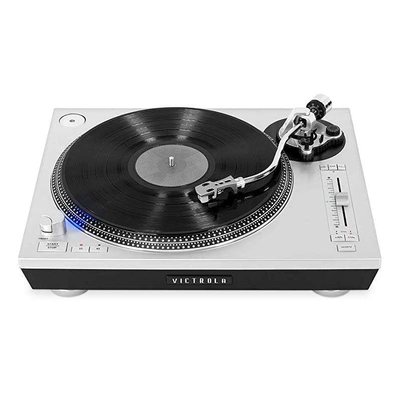 Pro Series USB Record Player with 2Speed Turntable and Dust Cover Silver VPRO2000SLV