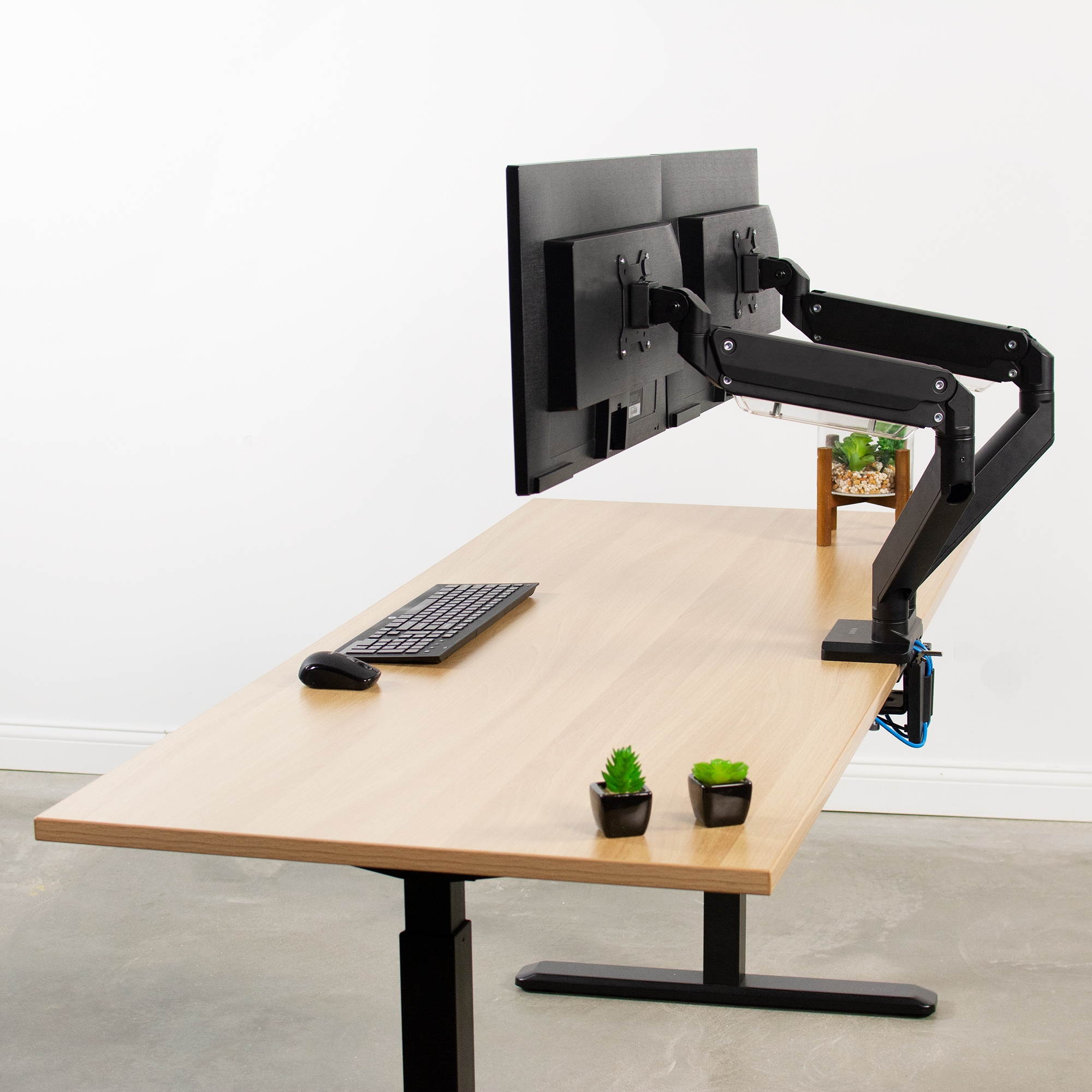 VIVO Dual Monitor Counterbalance Desk Mount Stand w/ USB & Multi Media Ports | Fits Screens up to 32" (STAND-V102G2U)