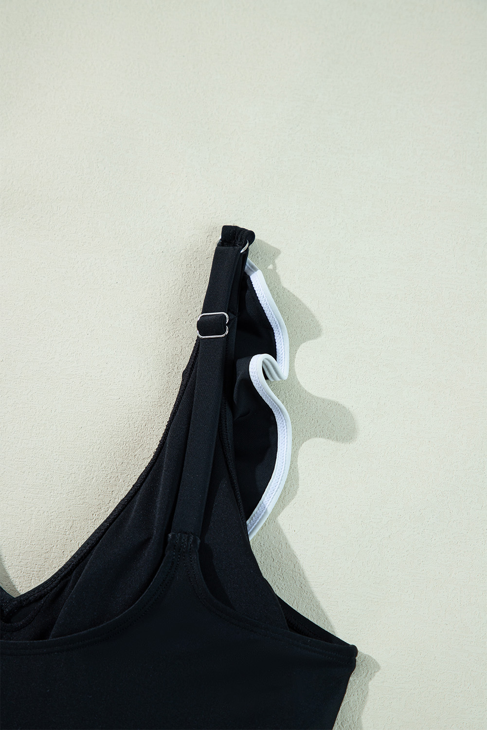 Black Plant Print Zip Front Half Sleeve One Piece Swimsuit