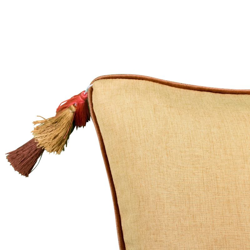 18"x18" Velvet Reversible Tassel Pillow Orange - Edie@Home