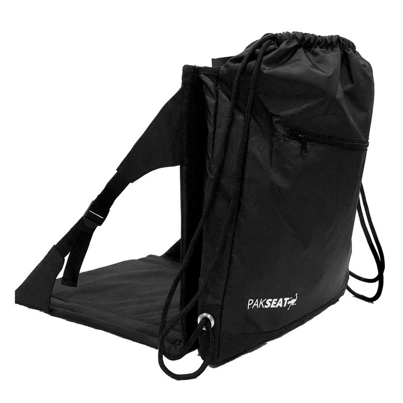 Ostrich PK-9000 PakSeat Padded Folding Stadium Seat Backpack String Bag, Black