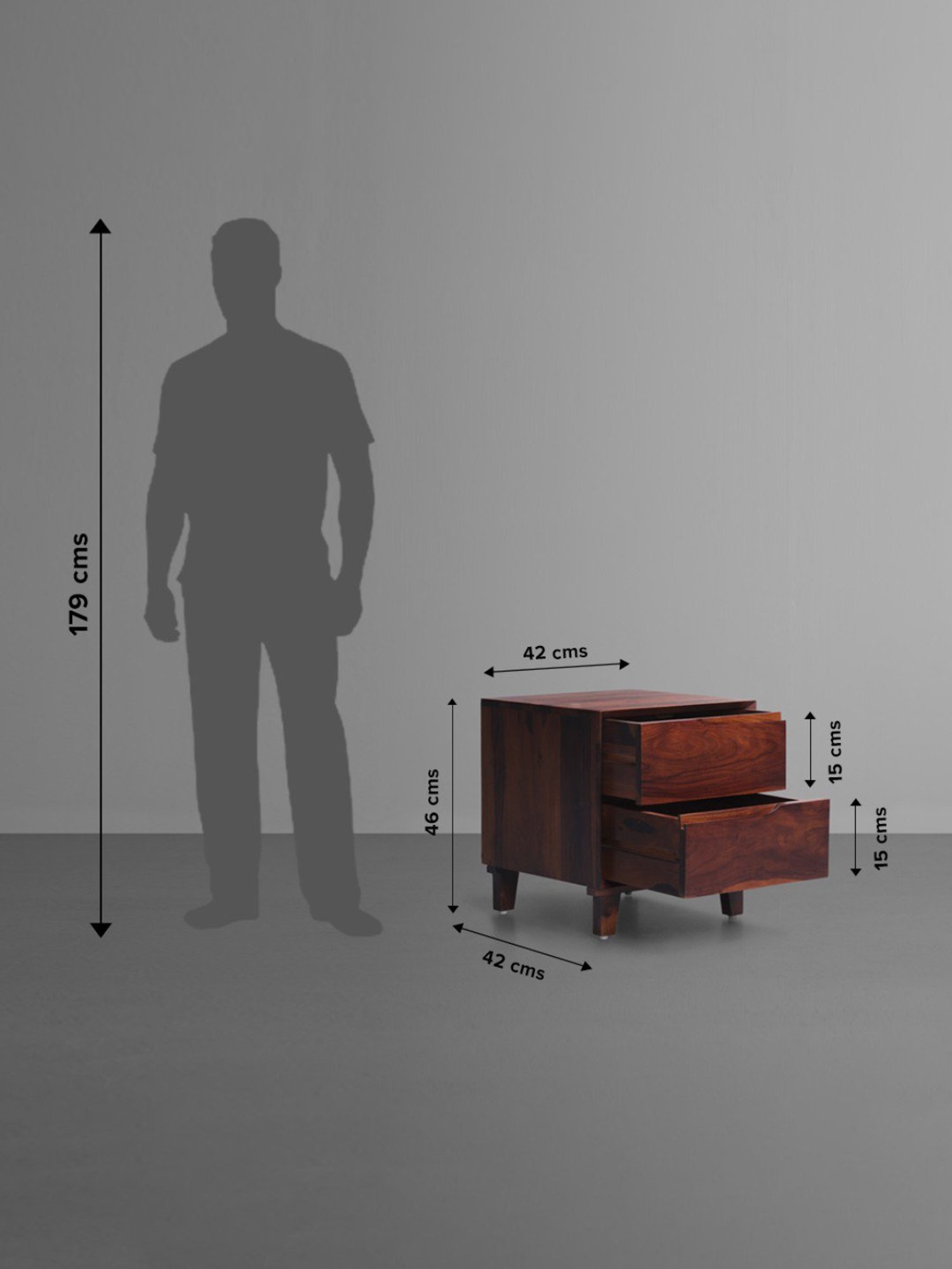 Sleepyhead Mate Brown Sheesham Wood Bedside Table