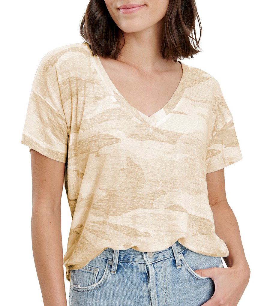 Splendid Maxson Camo Short Sleeve V-Neck Tee