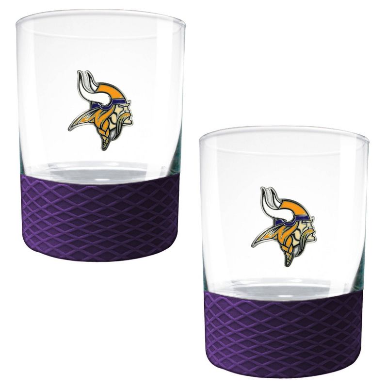 NFL Minnesota Vikings 14oz Rocks Glass Set with Silicone Grip - 2pc