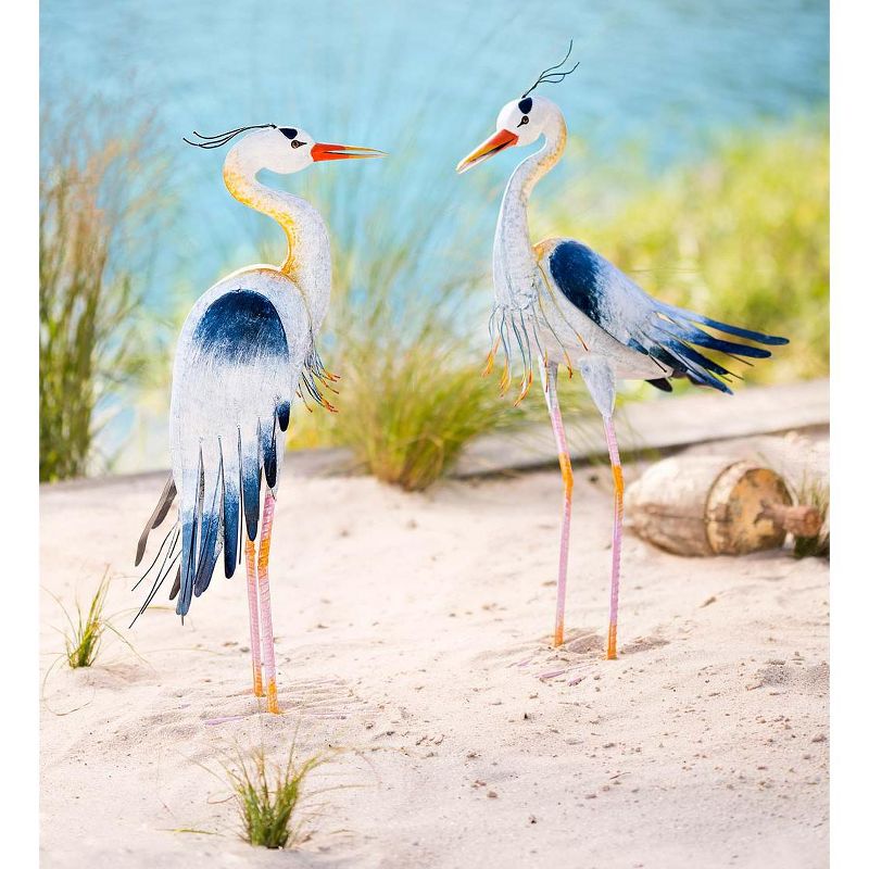 Wind & Weather Handcrafted Indoor/Outdoor Metal Wings Up Heron Sculpture