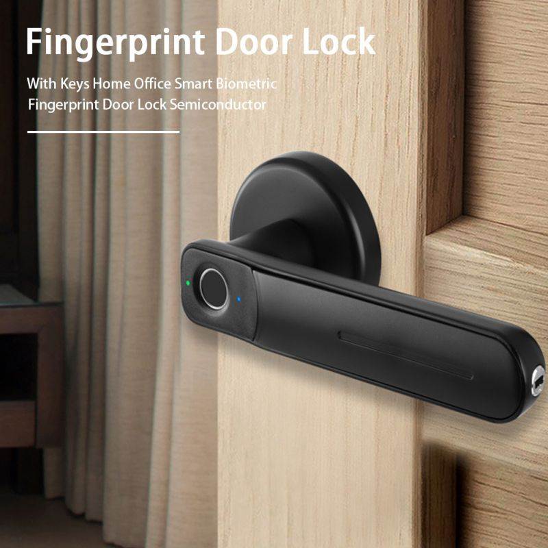 Smart Fingerprint Door Lock Biometric Apartment Electric Zinc Alloy With Keys (Grey)