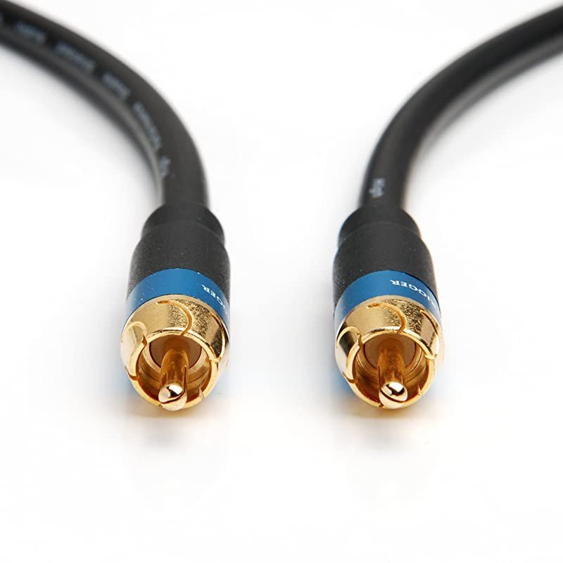 Subwoofer RCA to RCA Audio Cable Dual Shielded with Gold Plated Connectors 35FT Black