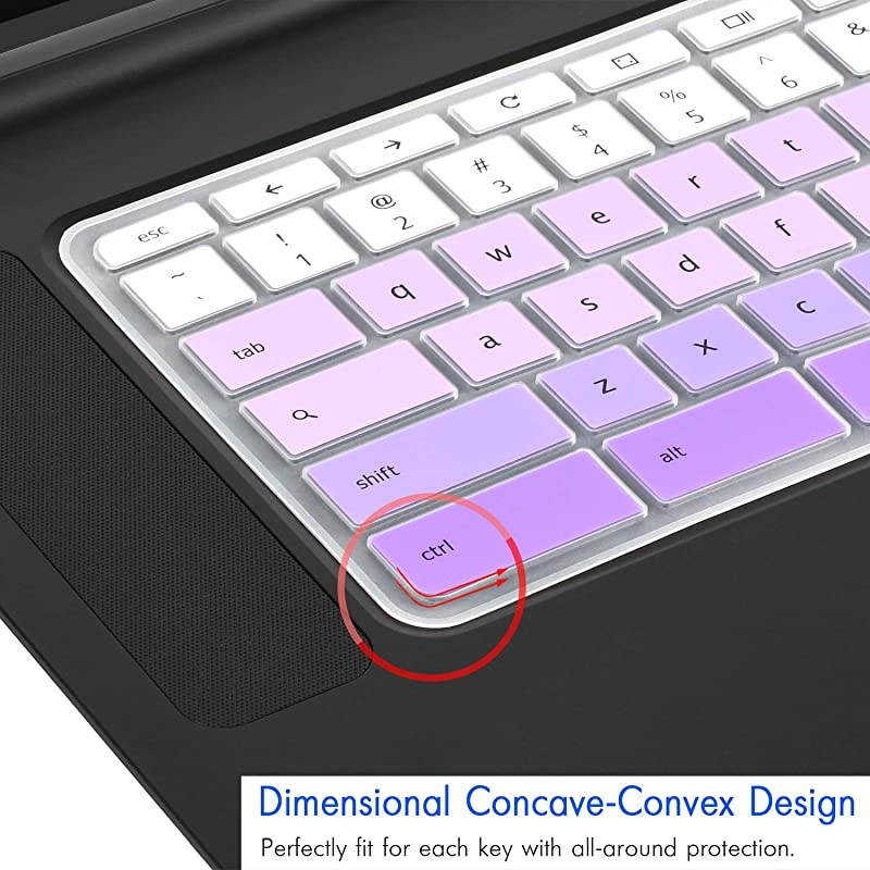 Pack] Keyboard Cover Skin for Newest Acer Premium R11 Chromebook R 11 CB3-131 CB3-13,CB5-13T,CB3-131,Chromebook R 13 CB5-31T,Chromebook 15,CB3-531 CB3-53CB5-571 C910 (Clear and Gradualpurple)