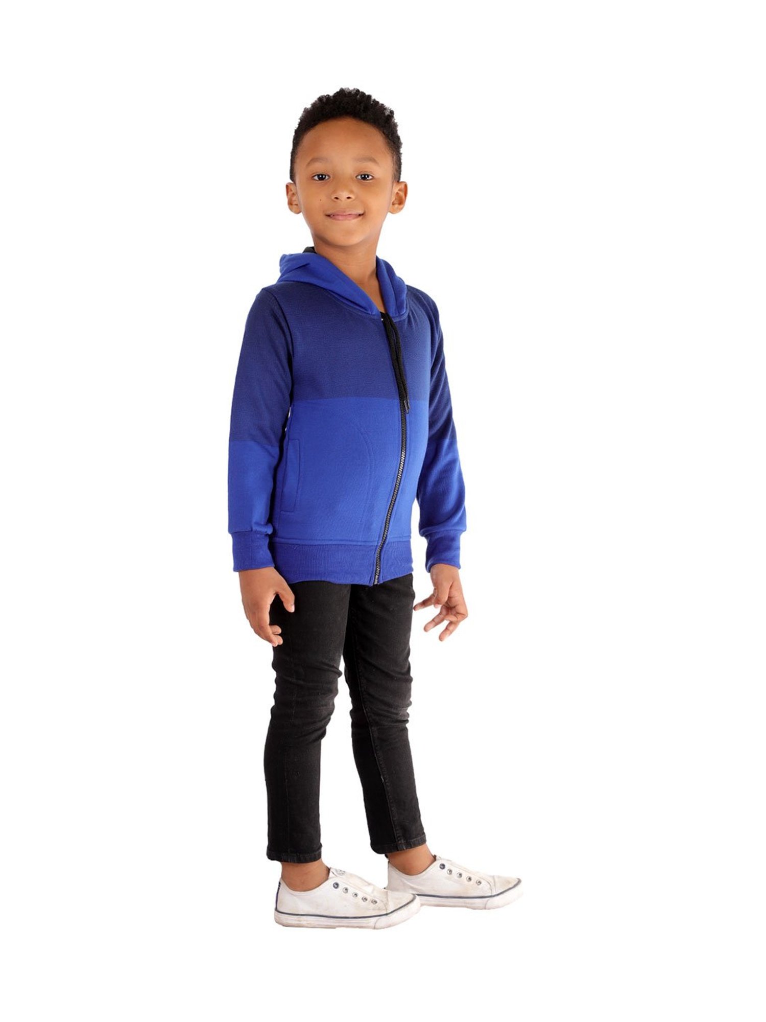 Ahhaaaa Kids Blue Solid Hoodie