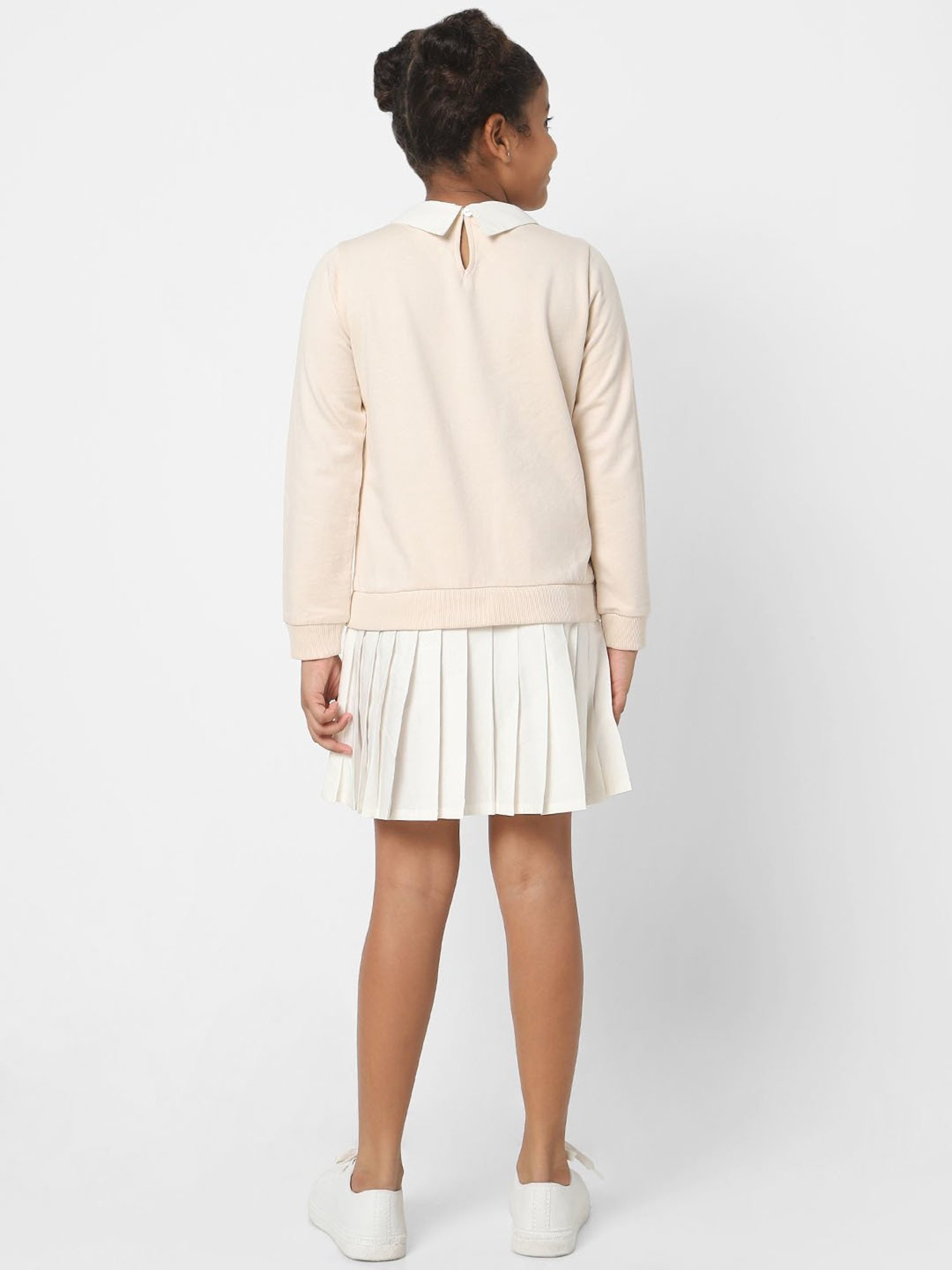 KIDS ONLY Beige Embroidered Full Sleeves Dress