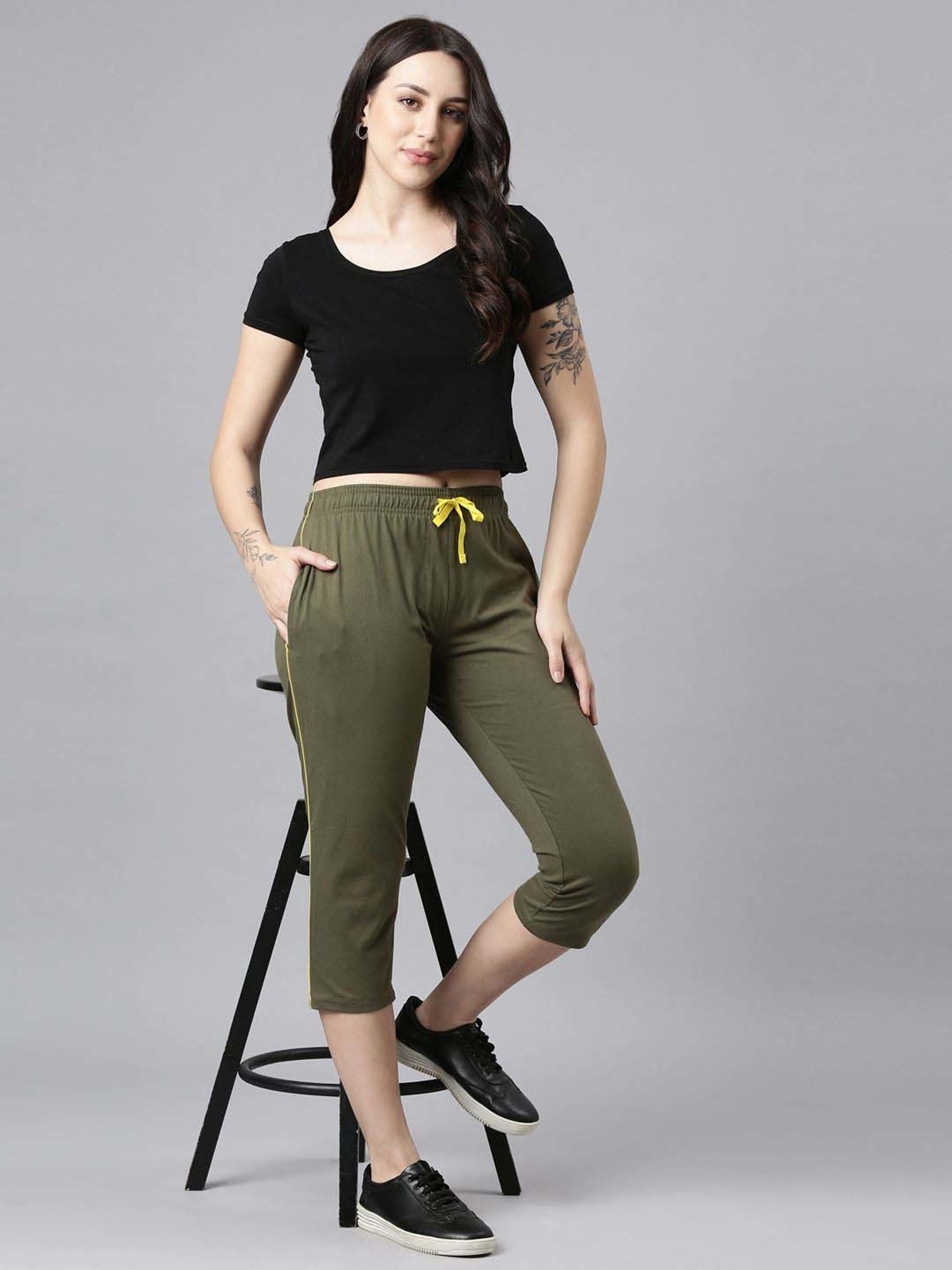 Dixcy Slimz Green Cotton Graphic Print Capris