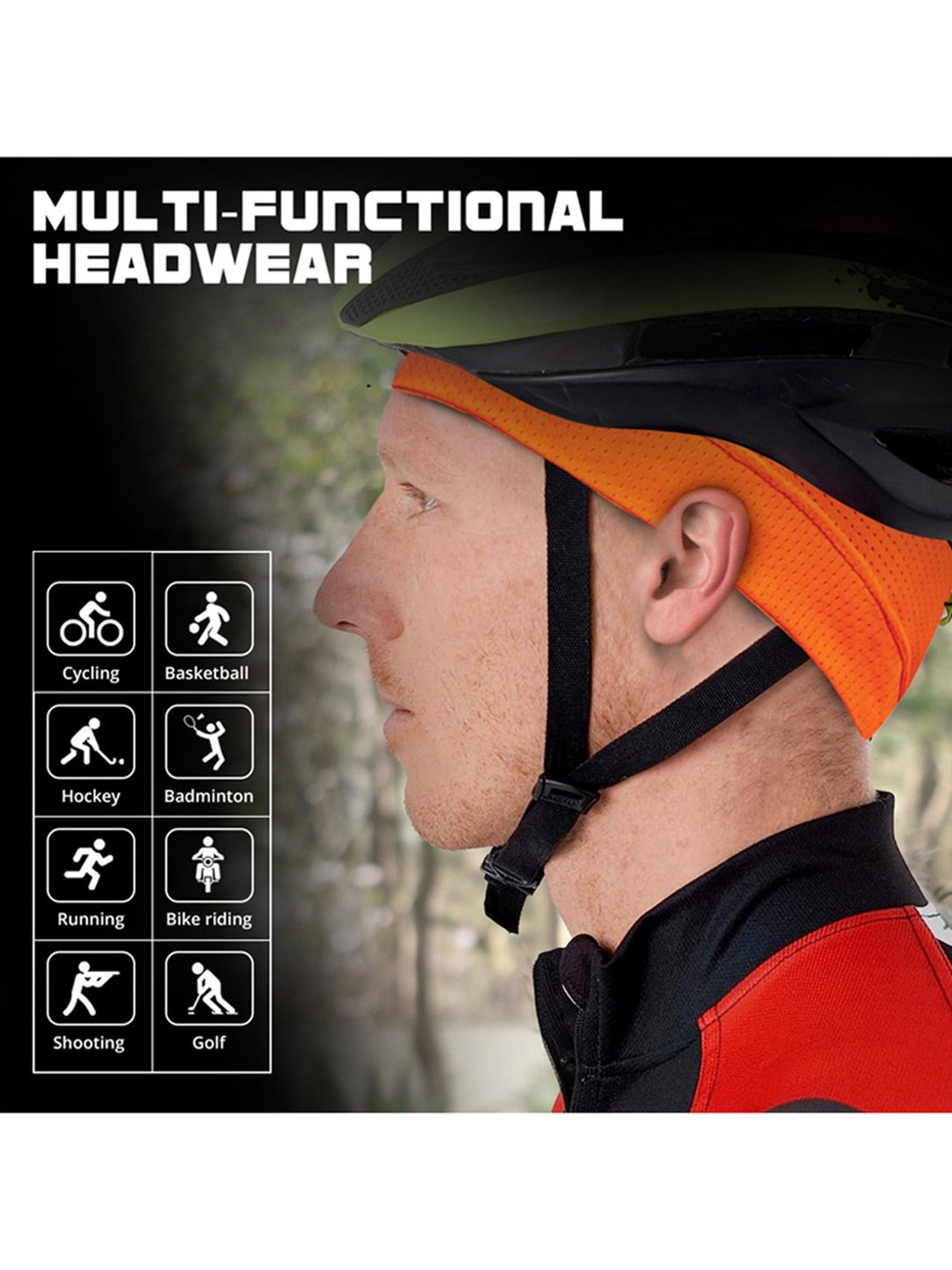Xtrim Sweat Cooling Cotton Helmet Skull Cap (Orange) Size - Free Size