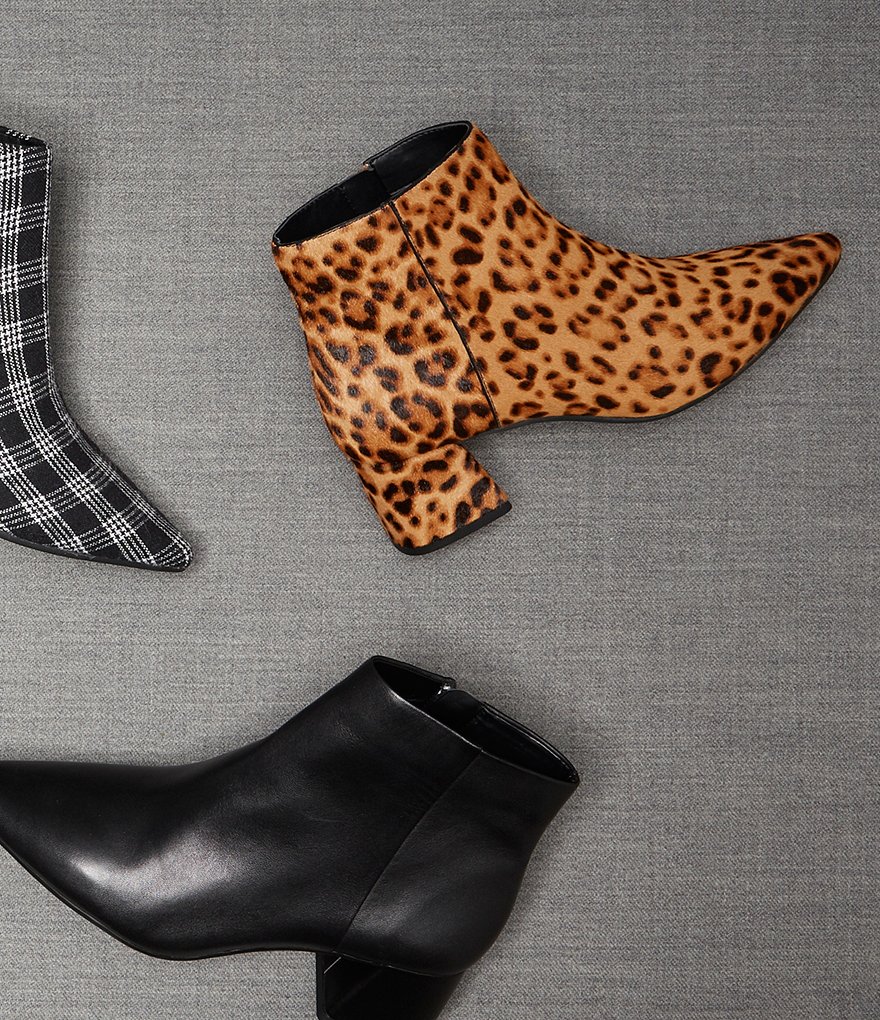 Alex Marie Tionna Leopard Haircalf Block Heel Booties