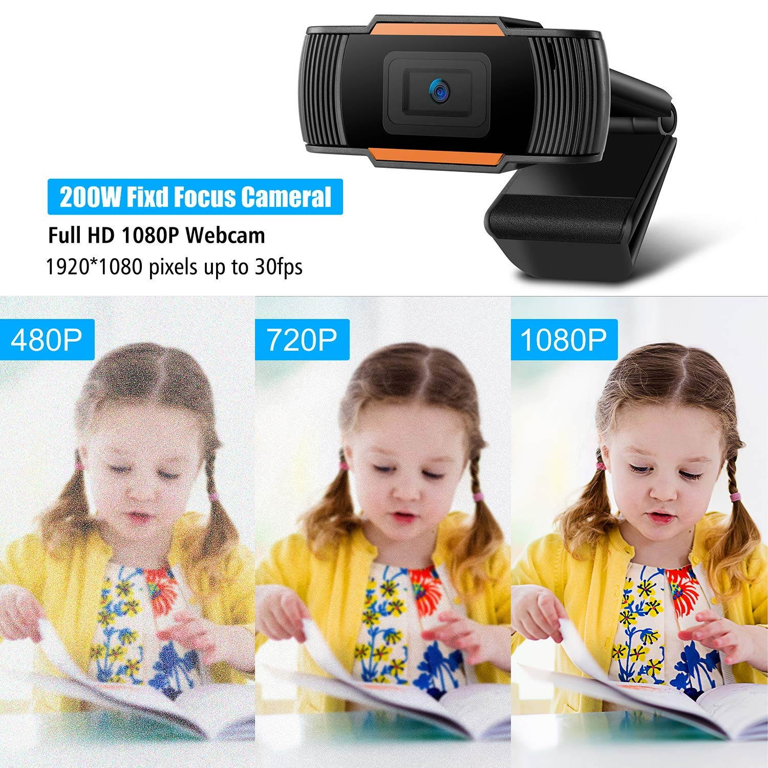 USB Webcam with Microphone, Webcam with Microphone for Desktop, HD Webcam 1080p with a Microphone for YouTube/Online Conferencing/Gaming Live Streaming/Online Classes