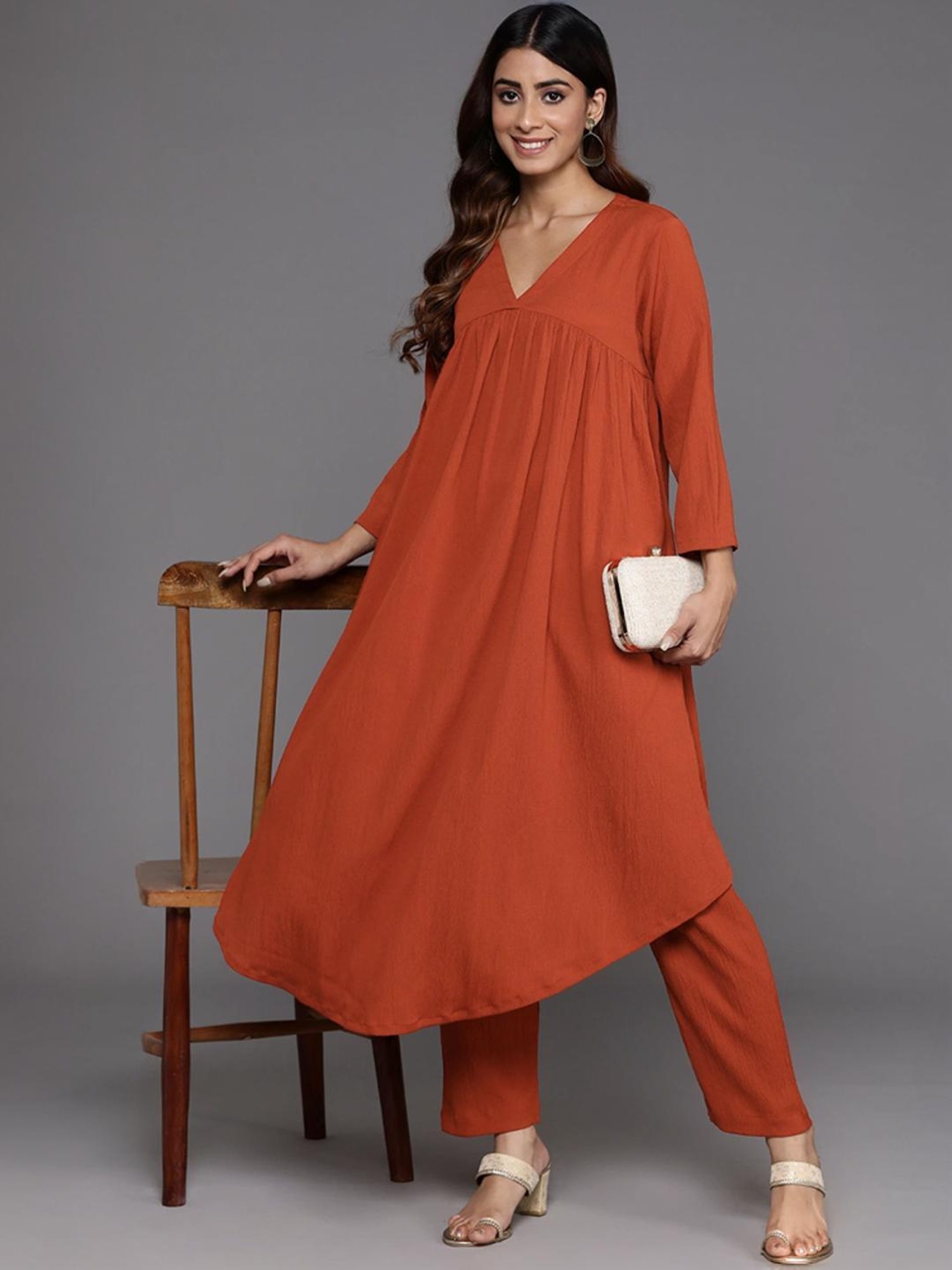 Varanga Rust Regular Fit Kurta Pant Set