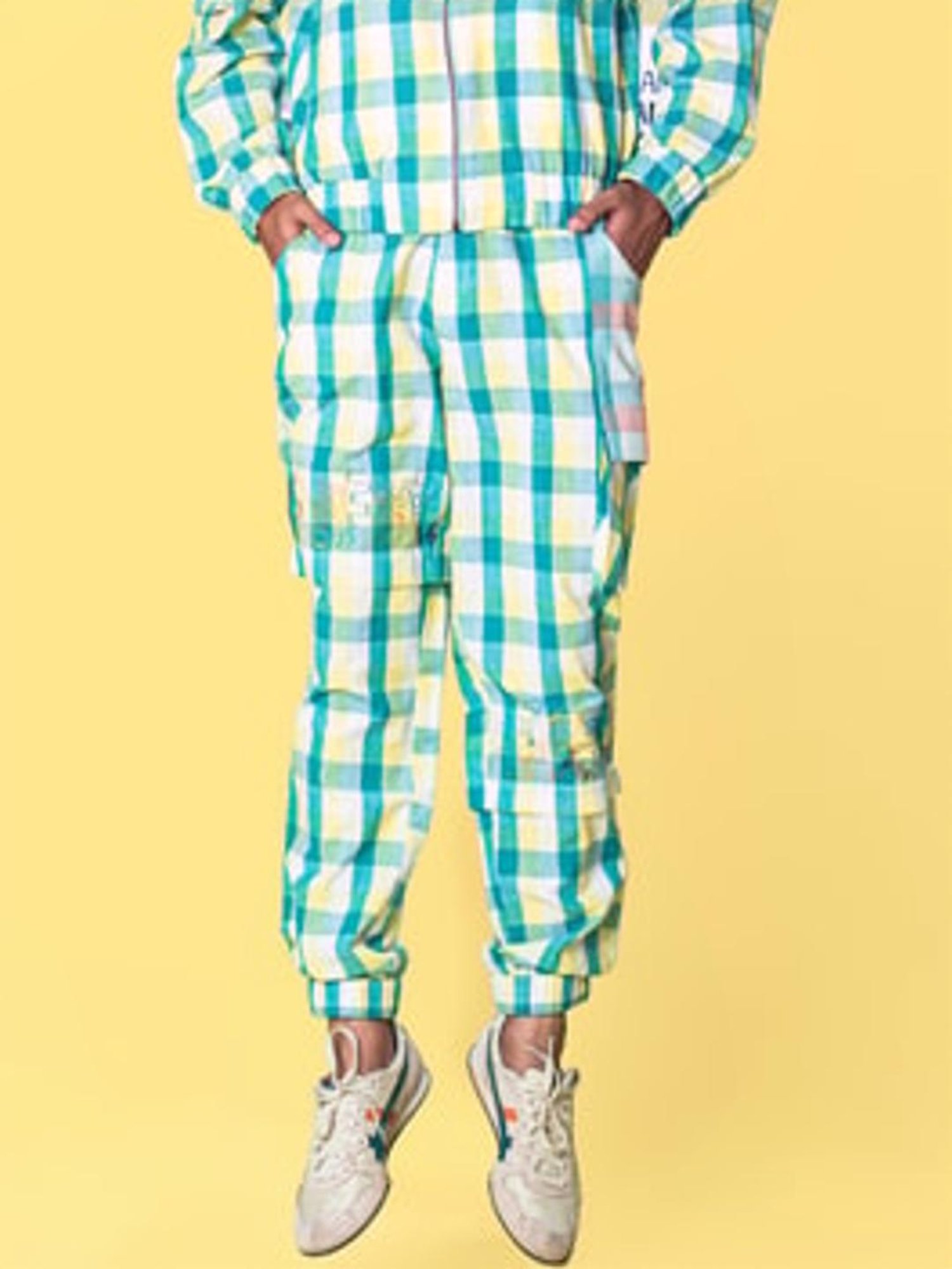 WES Casuals by Westside Olive Relaxed-Fit Mid-Rise Cotton Blend Joggers