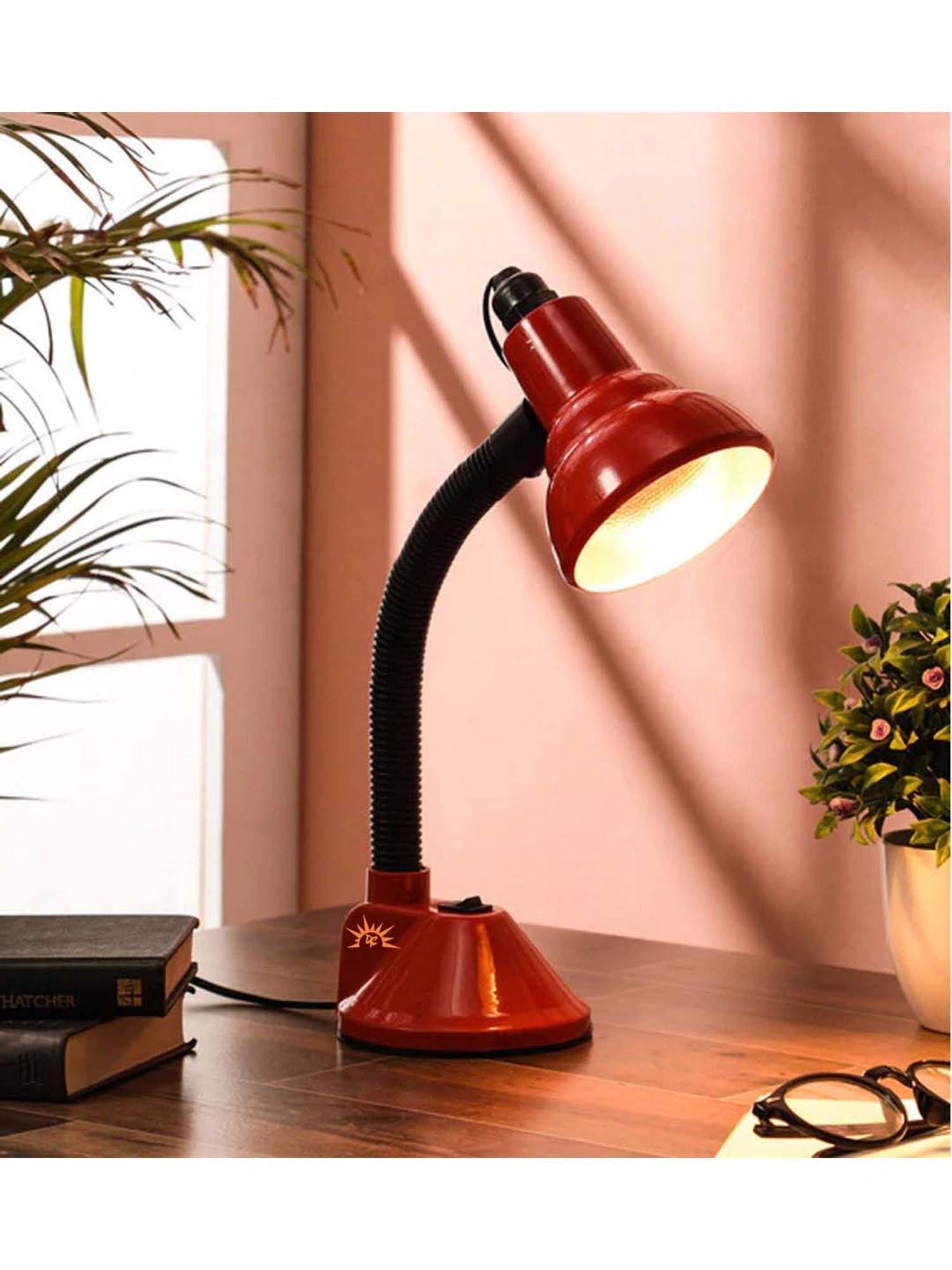 DecorativeRay Red PVC Study Table Lamp - Set of 1