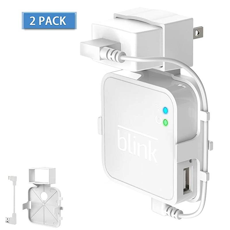 Outlet Wall Mount Hanger Holder Stand for Blink Sync Module,Bracket Holder for Blink XT Blink XT2 Outdoor and Indoor Security Camera with Easy Mount and No Messy Wires or Screws(2 Pack,White)