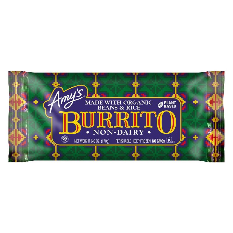 Amy's Non Dairy Organic Bean and Rice Frozen Burrito - 6oz