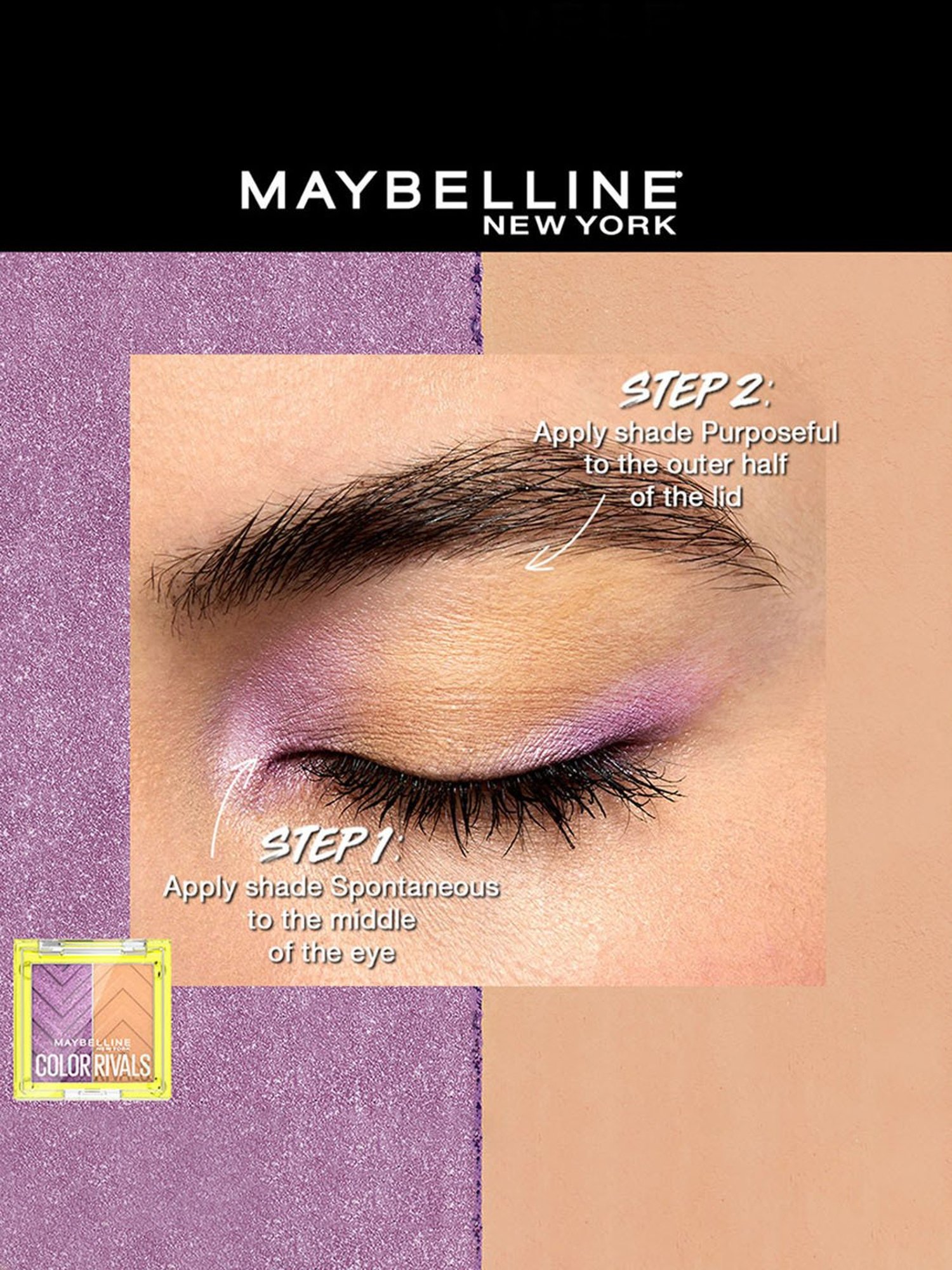 Maybelline New York Color Rivals Duo Eyeshadow Palette Spontaneous x Purposeful - 3 gm