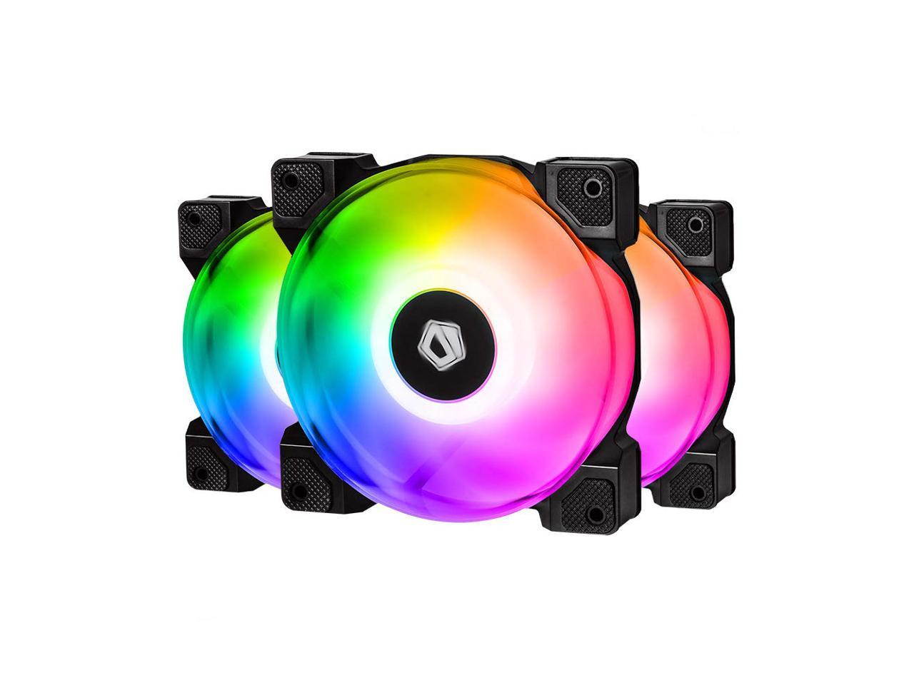 ID-COOLING DF-12025-ARGB Trio Case Fan CPU Cooling Fan Addressable RGB Case Fan 5V ARGB MB Aura Sync PWM Fan for CPU Cooler/Radiator/PC Chassis(Remote Control Included)