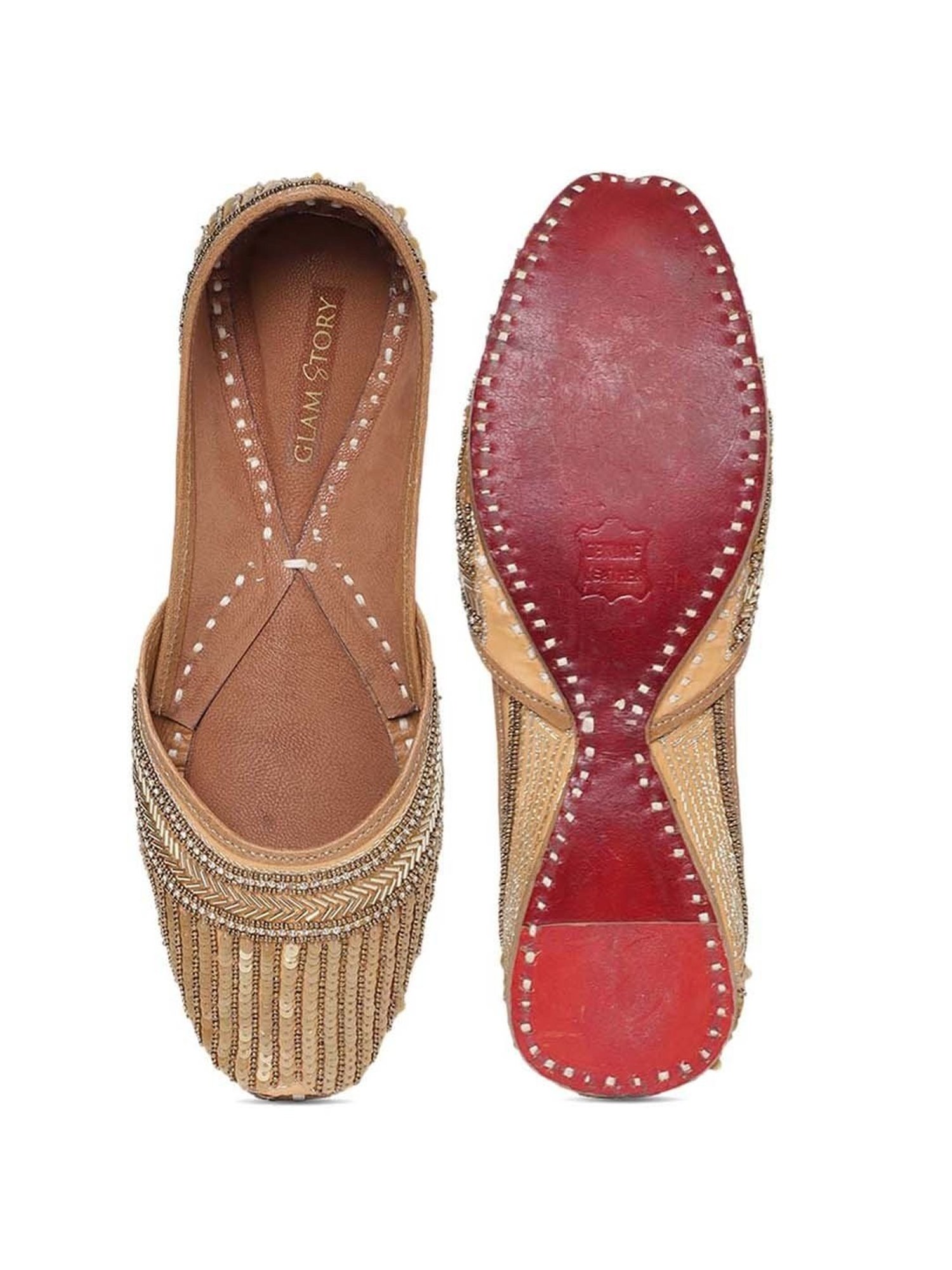 Glam Story Women's Gold Ethnic Juttis