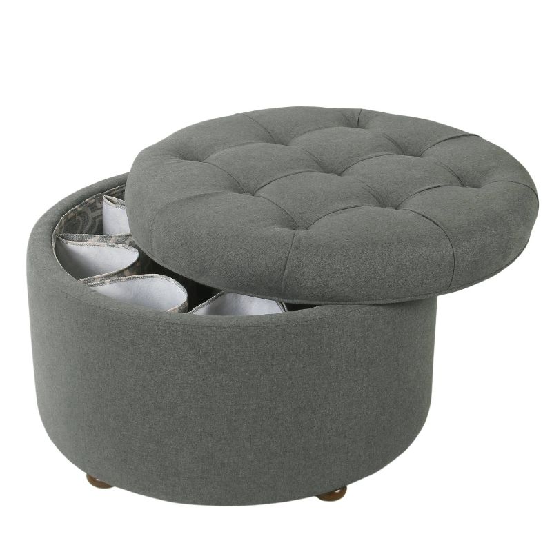 Shoe Storage Ottoman Taupe /Tan - HomePop