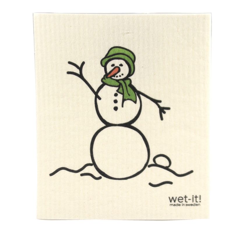 Swedish Dish Cloth 7.75" Snowmen Set Absorbent Cleaning Cloth Winter  -  Dish Cloth
