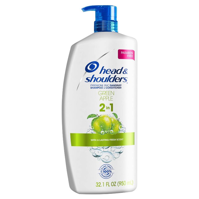 Head and Shoulders Green Apple Anti-Dandruff Paraben Free 2 In 1 Shampoo and Conditioner - 32.1oz