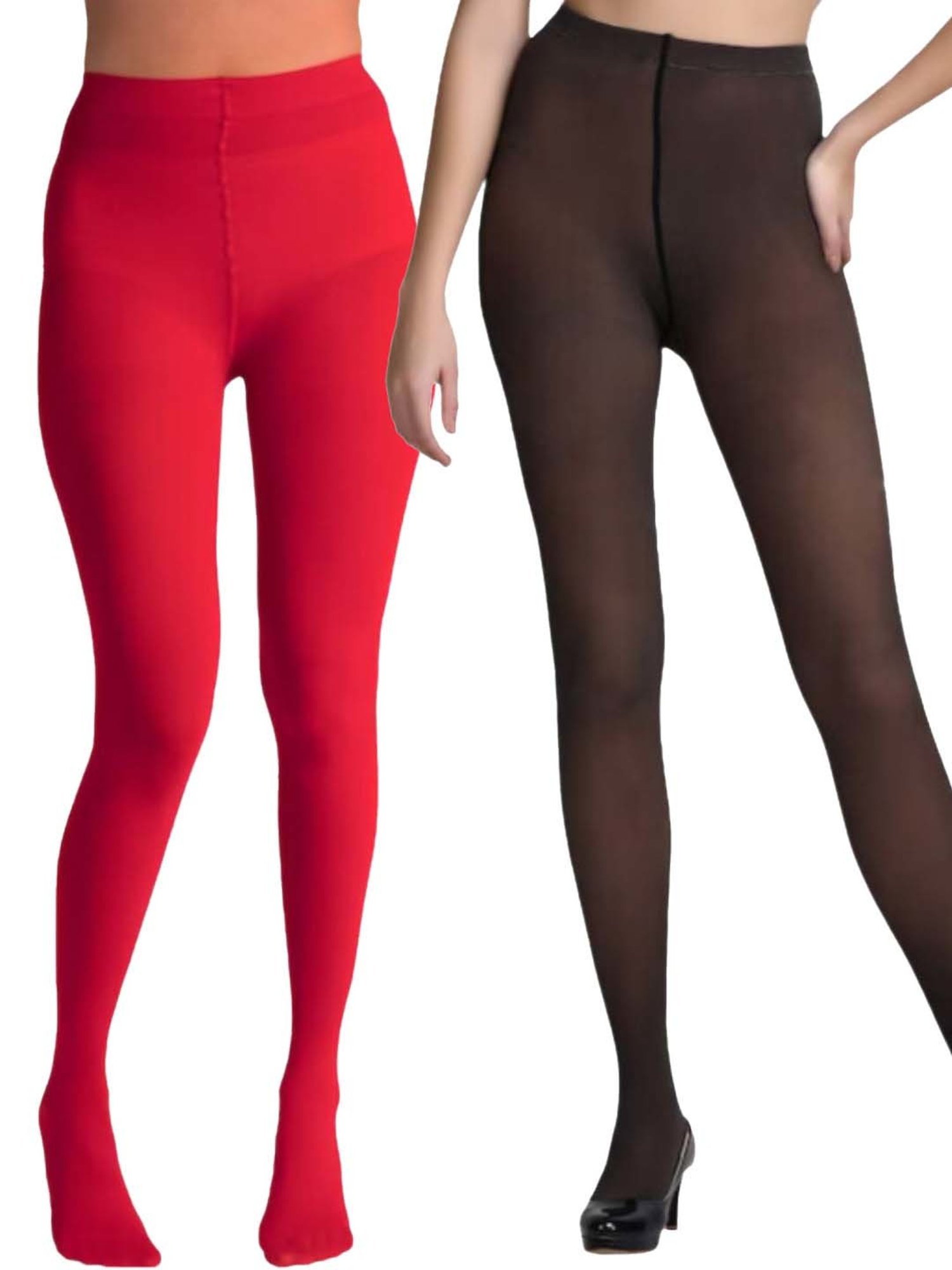 Secrets By ZeroKaata Black & Pink Plain Pantyhose Stockings - Pack Of 2